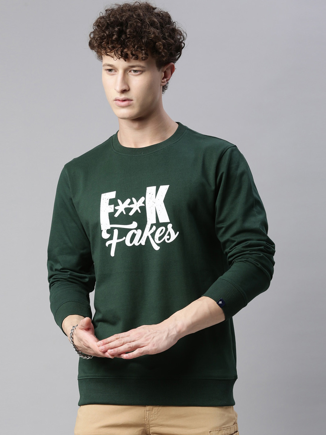 

Breakbounce Men Green Printed Sweatshirt