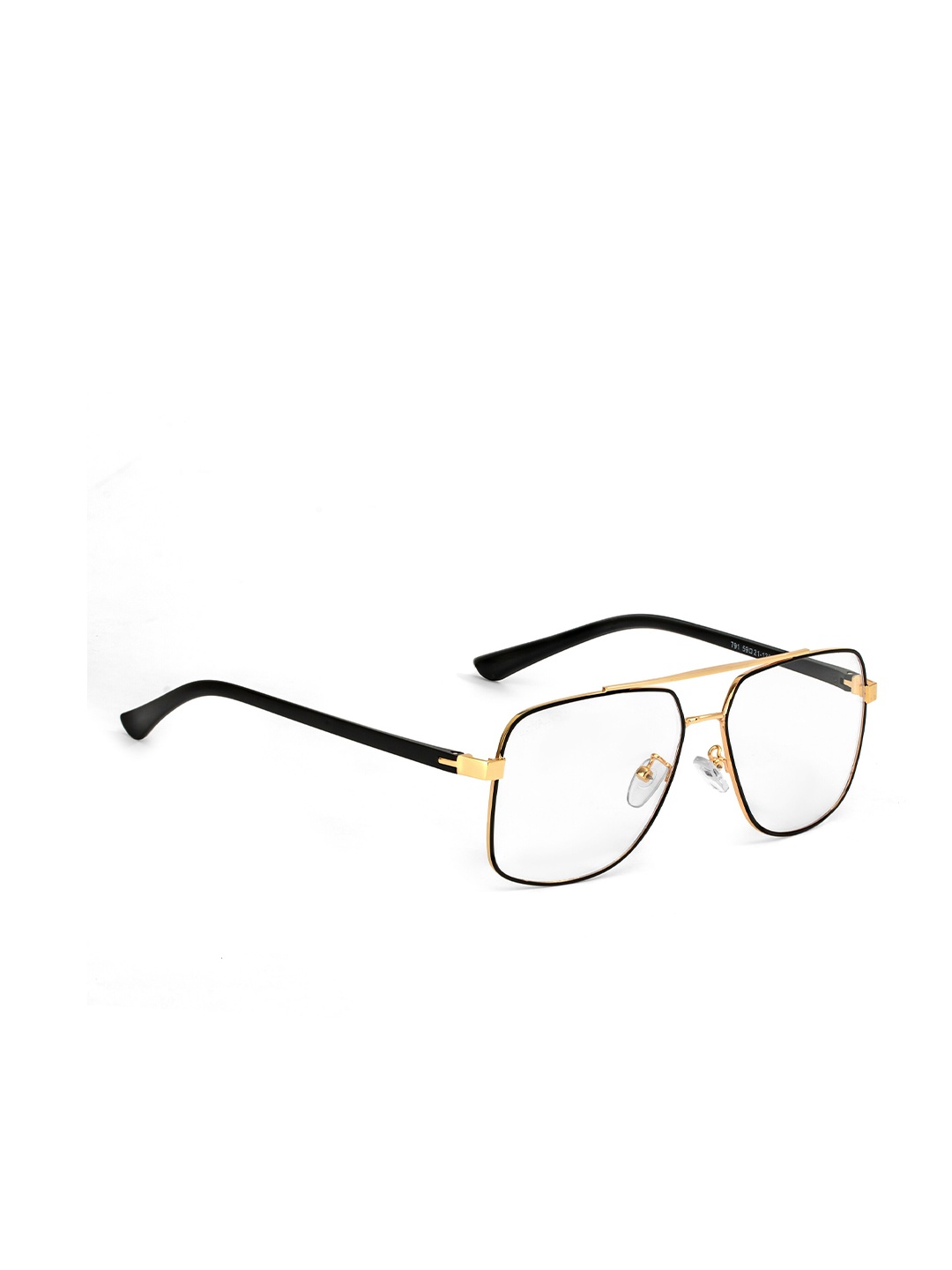 

ROYAL SON Unisex Clear Lens & Gold-Toned Square Sunglasses with UV Protected Lens, Transparent