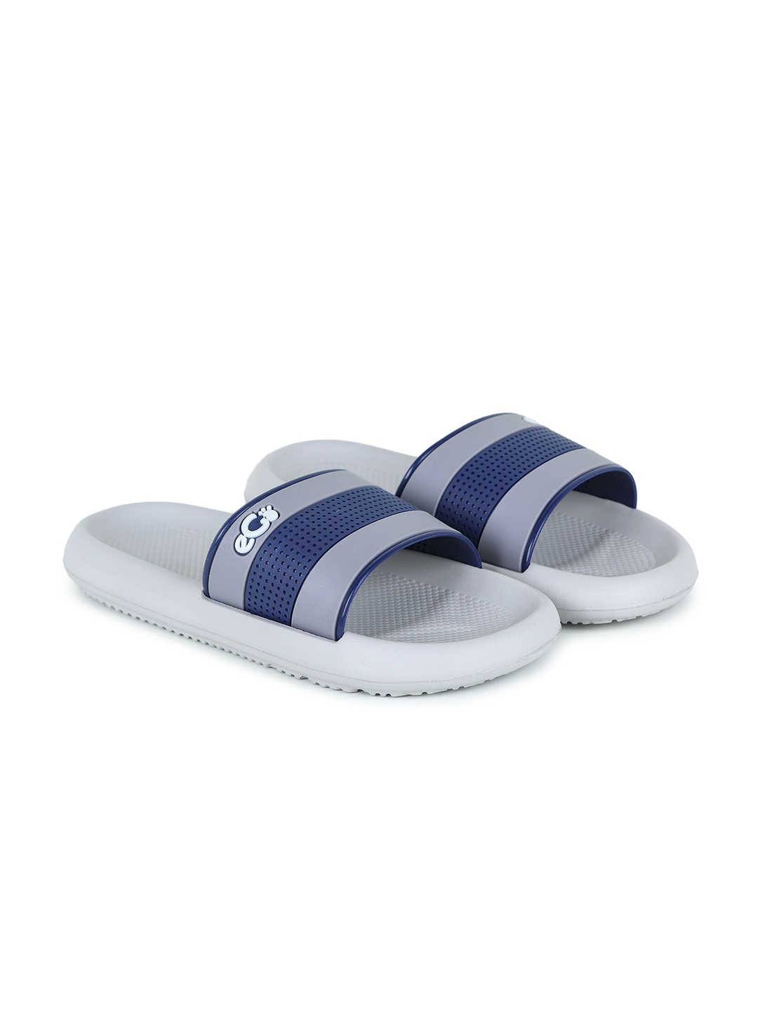 

e-GO Men Grey & Blue Striped Rubber Sliders