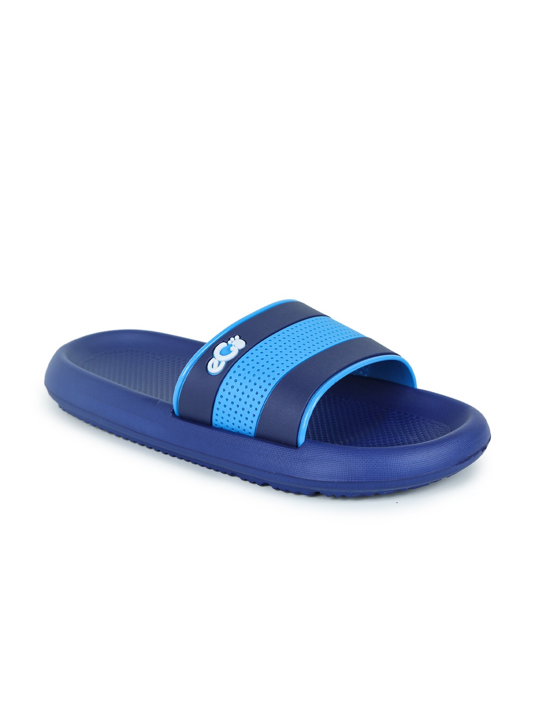 

e-GO Men Navy Blue & Blue Striped Rubber Sliders