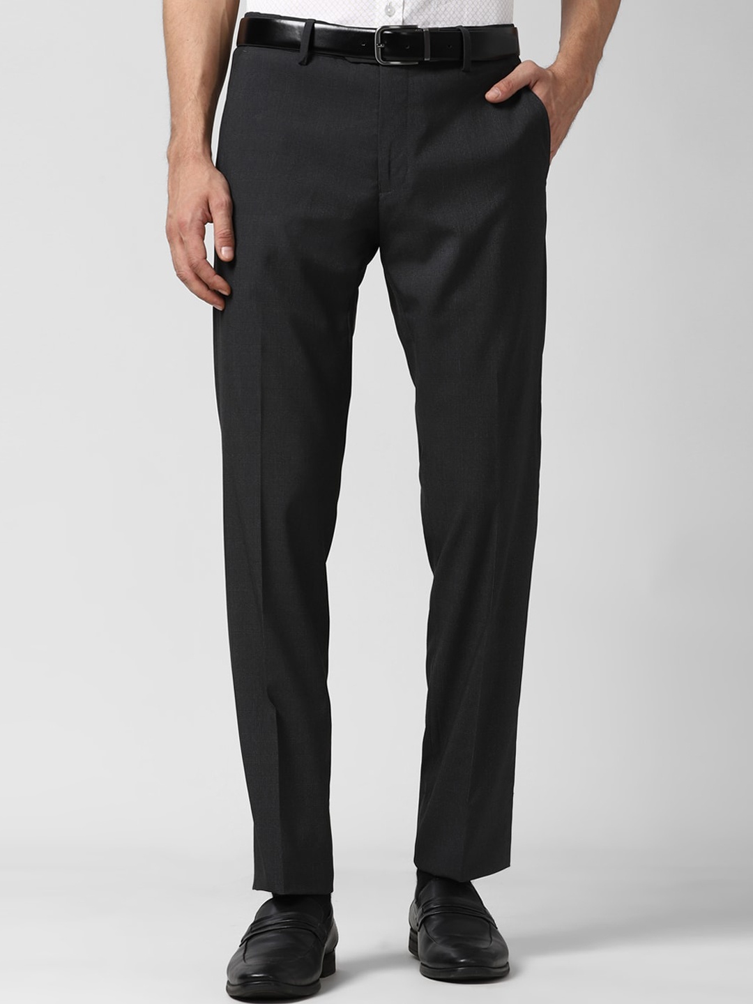 

Peter England Men Black Slim Fit Formal Trousers