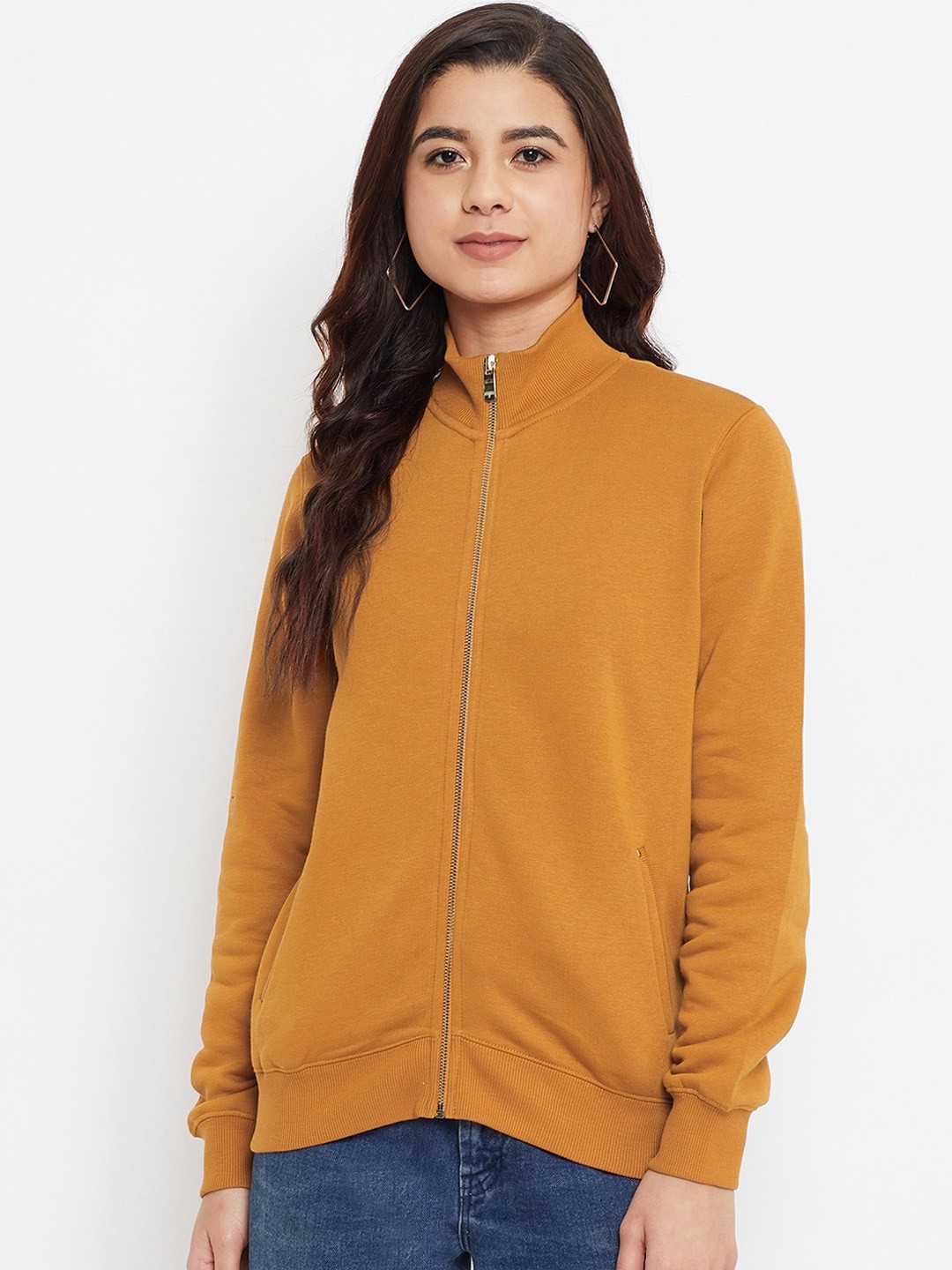 

Madame Women Tan Cotton Sweatshirt