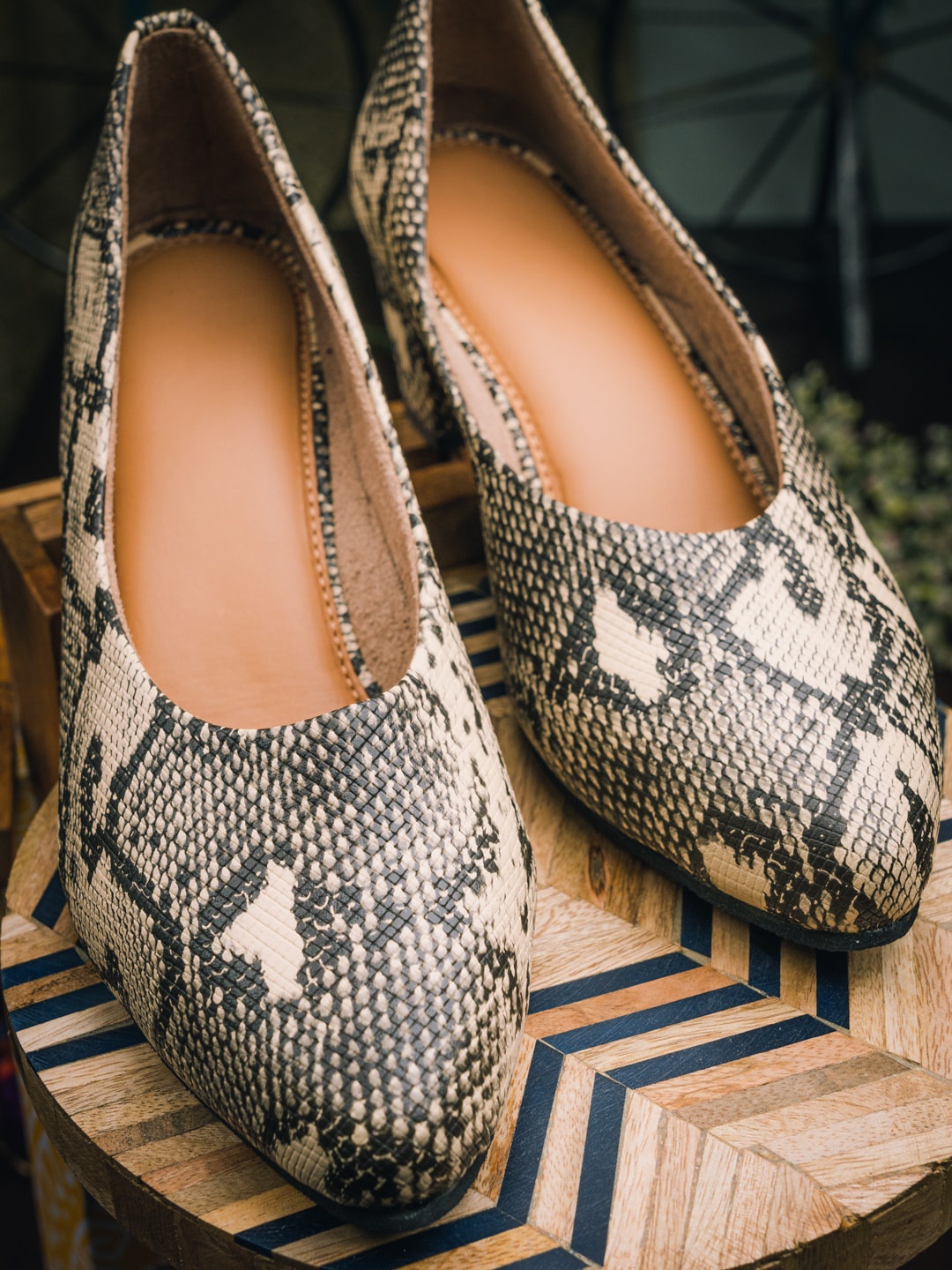 

NR By Nidhi Rathi Beige Pythion Textured Block Pumps