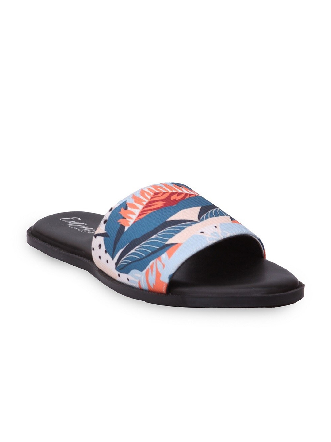 

EXTRIMOS Men Black & Blue Printed Sliders