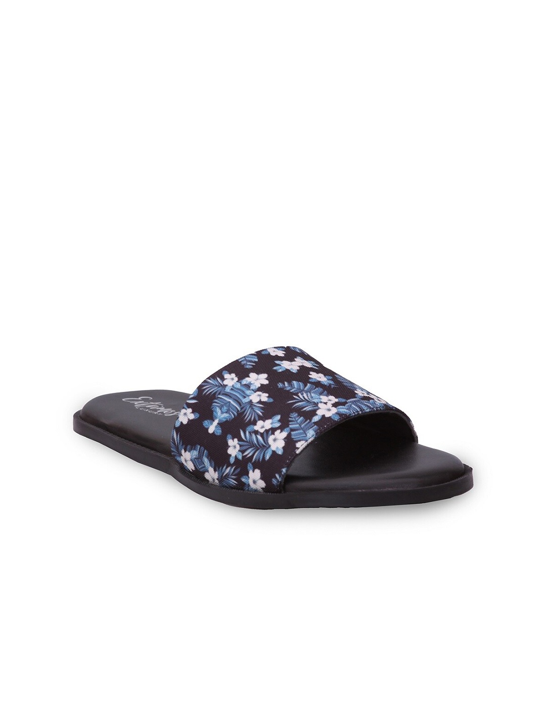 

EXTRIMOS Men Blue & Black Floral Printed Sliders