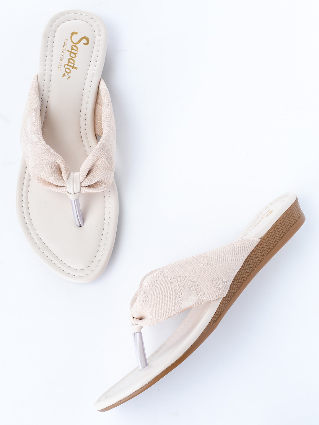 

SAPATOS Women Beige T-Strap Flats