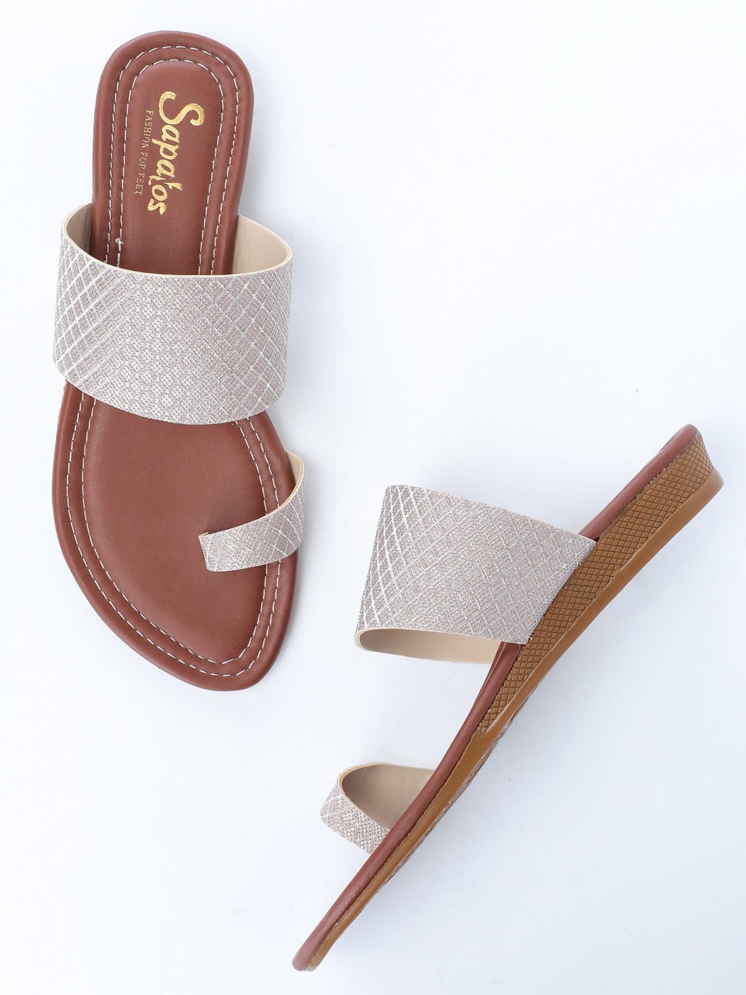 

SAPATOS Women Silver-Toned One Toe Flats