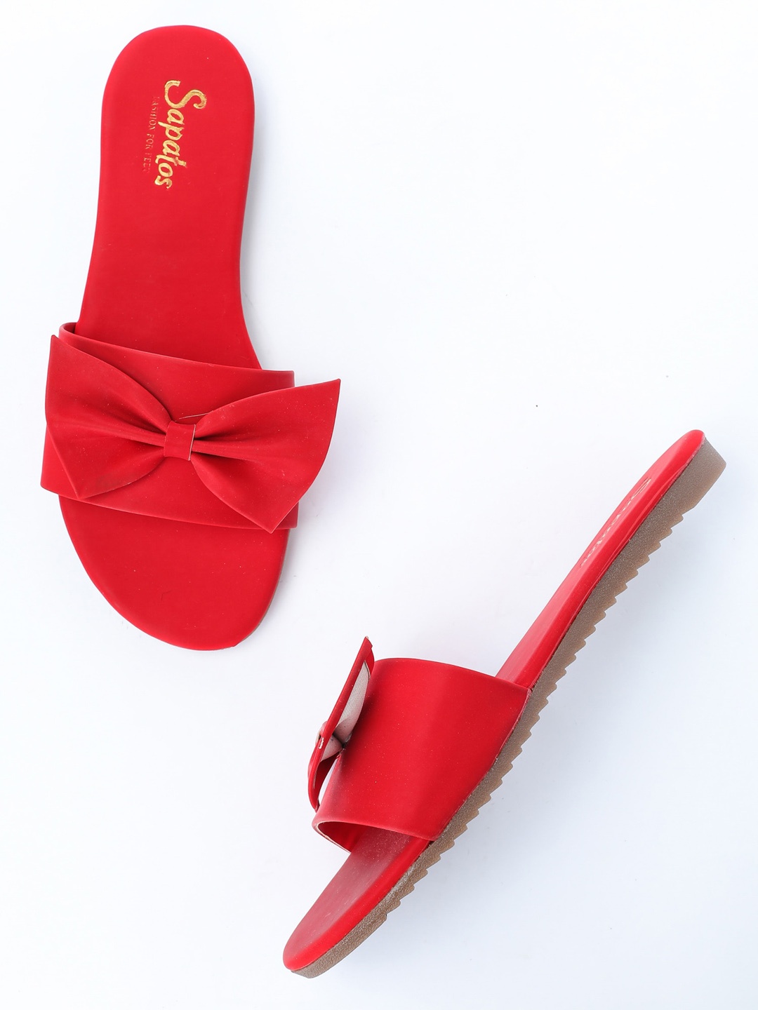 

SAPATOS Women Red Open Toe Flats with Bows