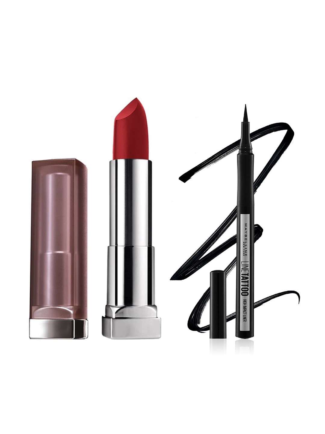 

Maybelline LineTattooHighImpactLiner Black & ColorSensational MatteLipstick DivineWine 695