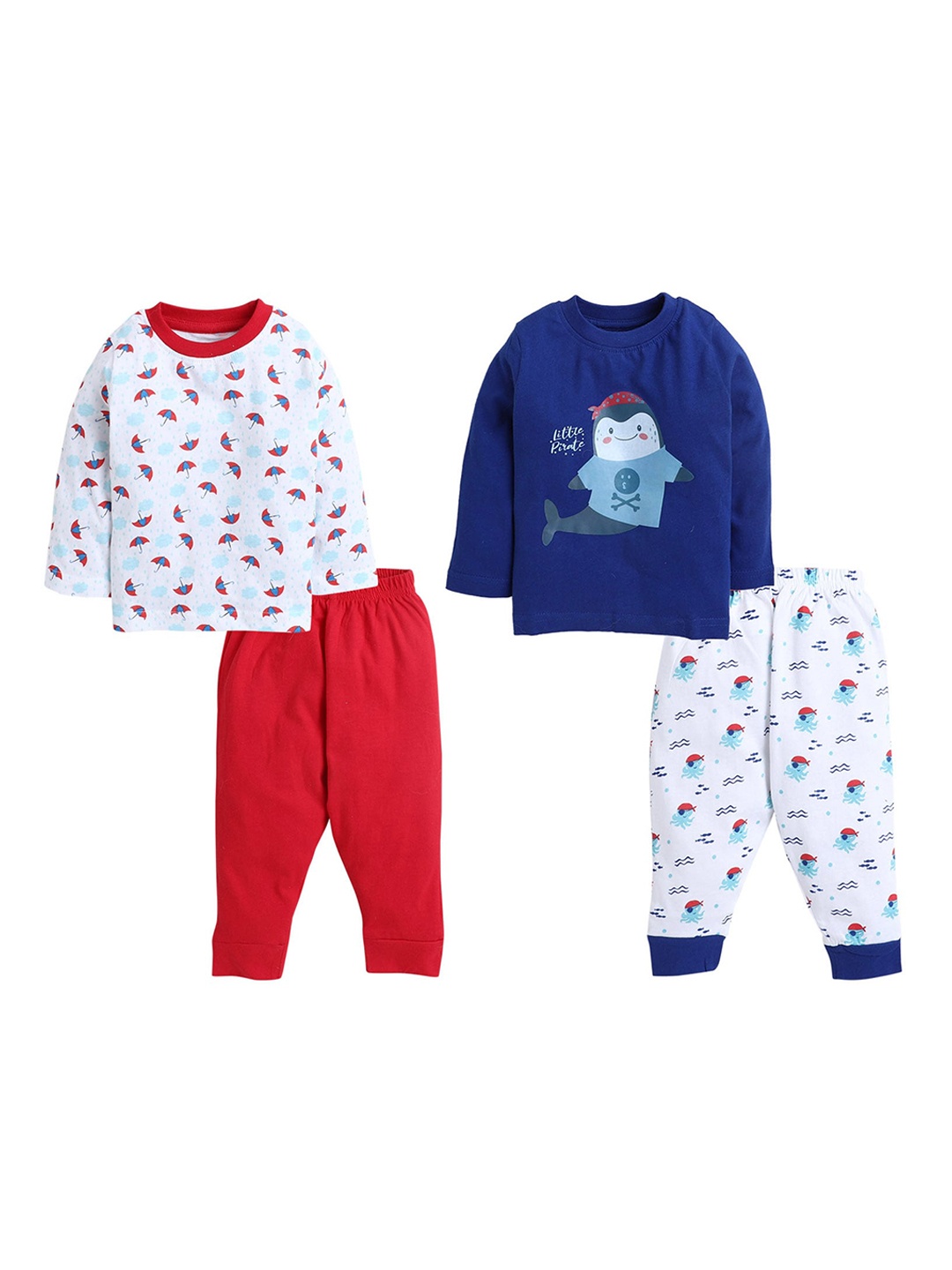 

BUMZEE Boys Navy Blue & Red Printed Night suit