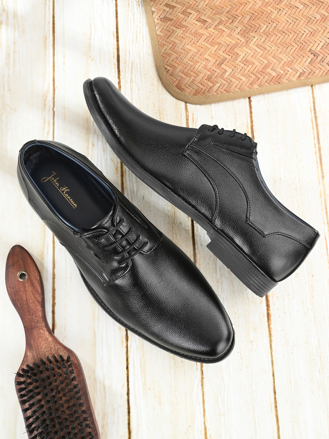 

John Karsun Men Black Formal Derbys