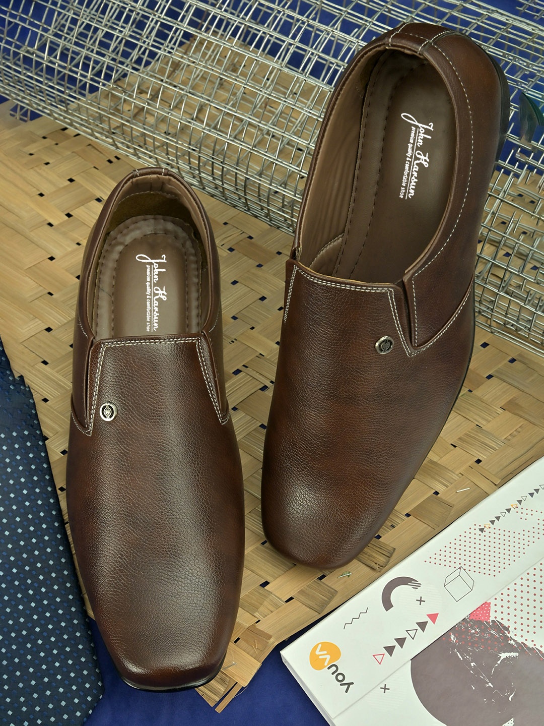 

John Karsun Men Brown Solid Formal Slip-Ons