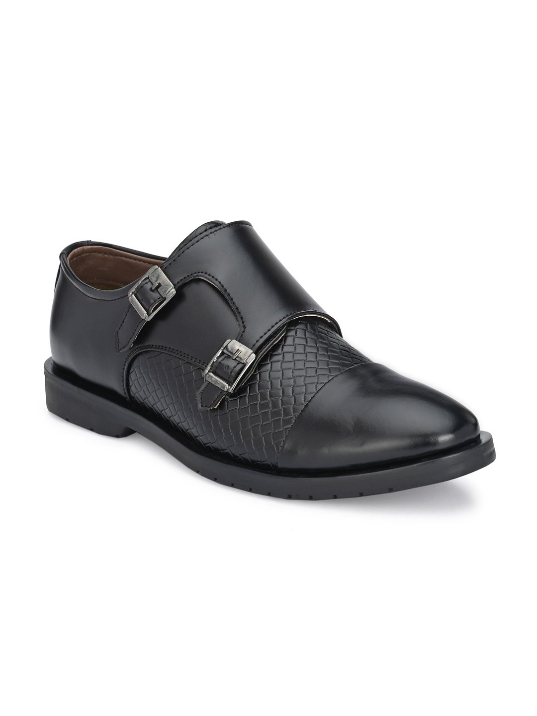 

John Karsun Men Black Solid Formal Monks
