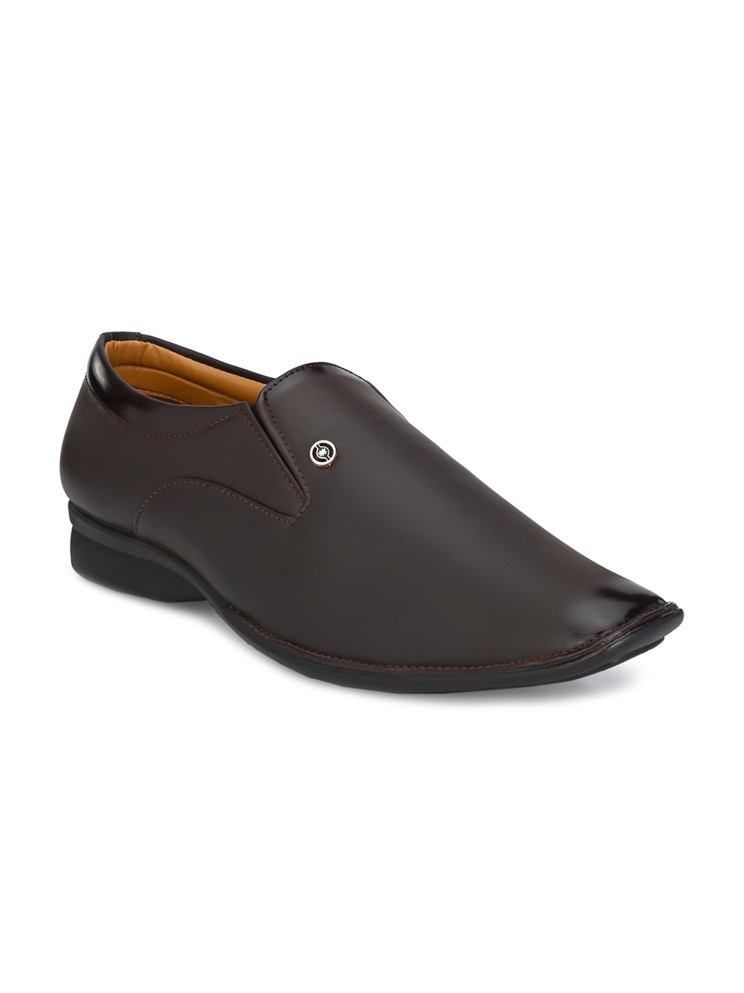 

John Karsun Men Brown Solid Formal Slip-On