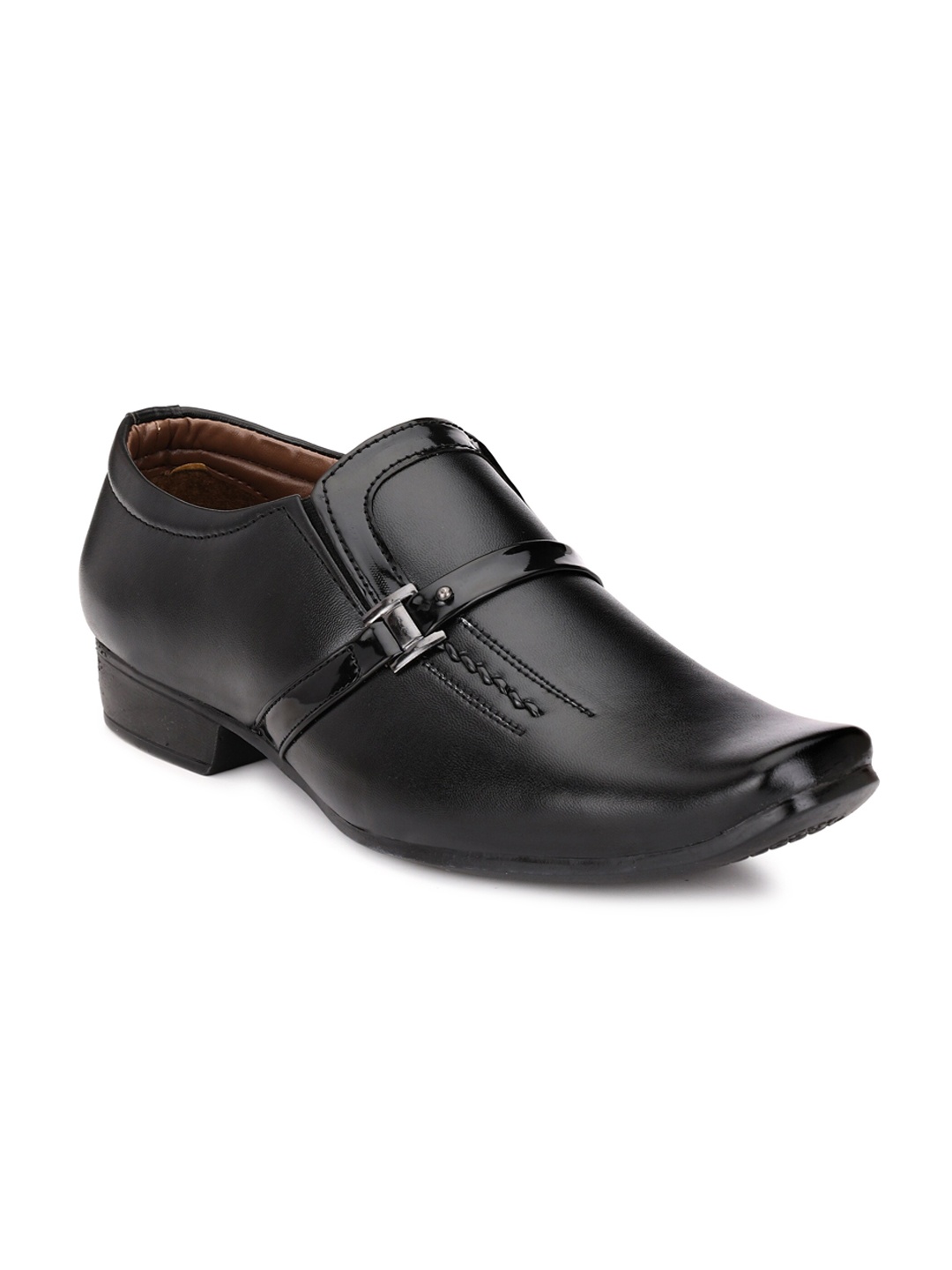 

John Karsun Men Black Solid Formal Slip-On