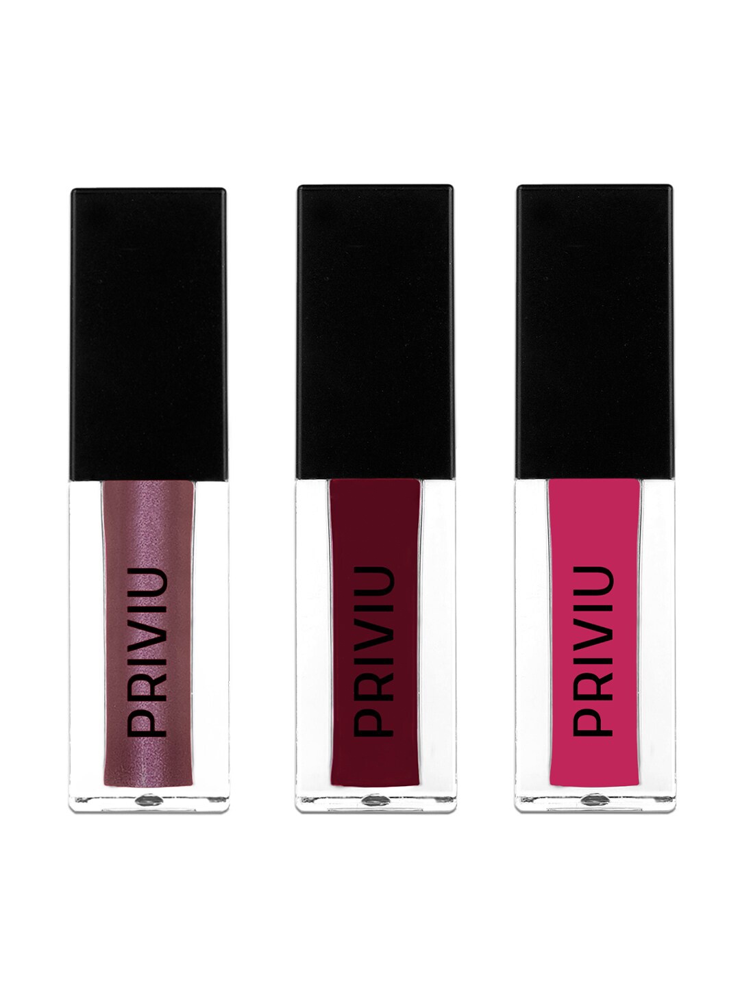 

PRIVIU Set of 3 All Day Matte Liquid Lipstick, Burgundy