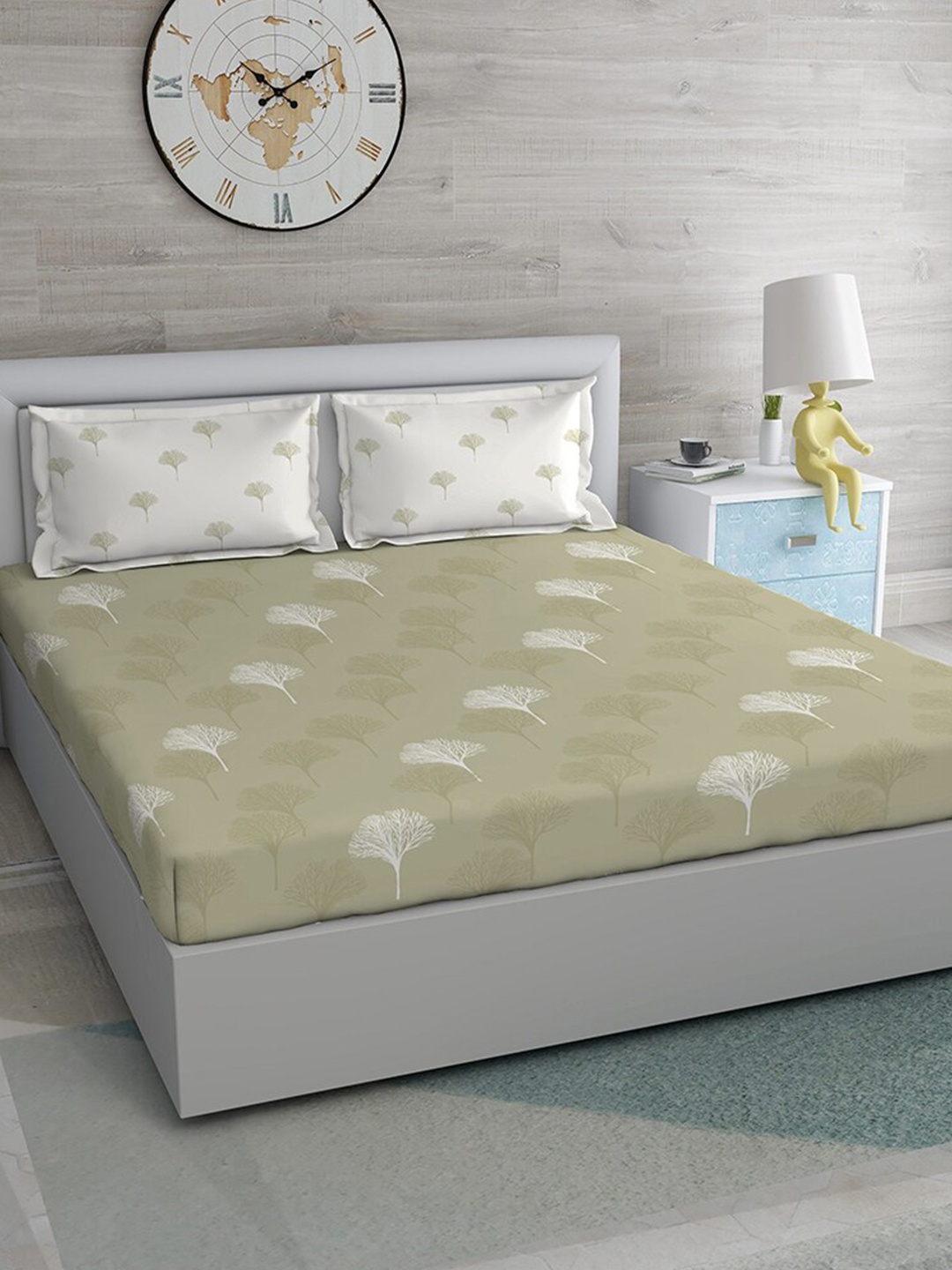 

Duroflex Brown & White Floral 104 TC Queen Bedsheet with 2 Pillow Covers