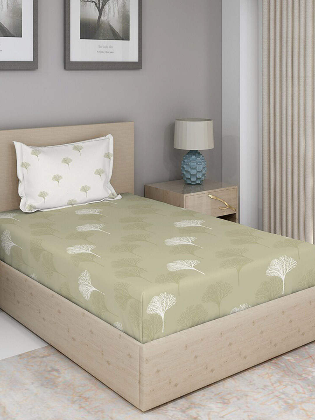 

Duroflex Brown & White Floral Printed 104 TC Single Bedsheet with 2 Pillow Covers