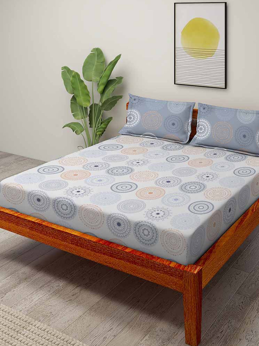 

Duroflex Blue & White Ethnic Motifs 104 TC Pure Cotton Queen Bedsheet with 2 Pillow Covers