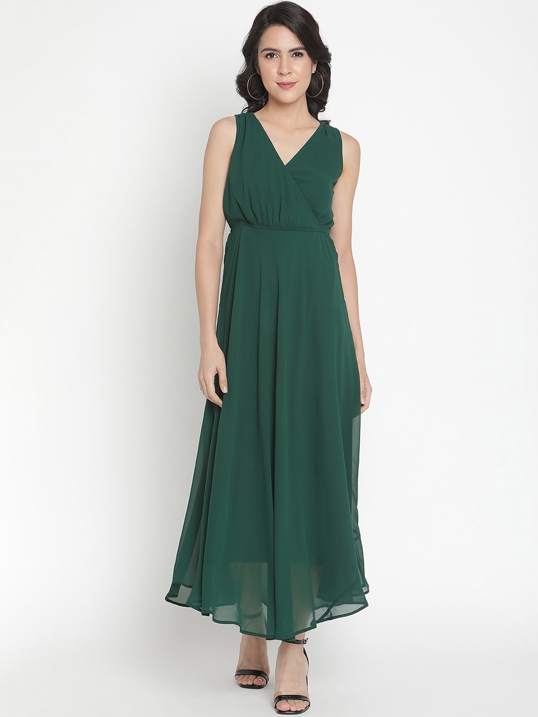

THREAD MUSTER Green Georgette Maxi Dress