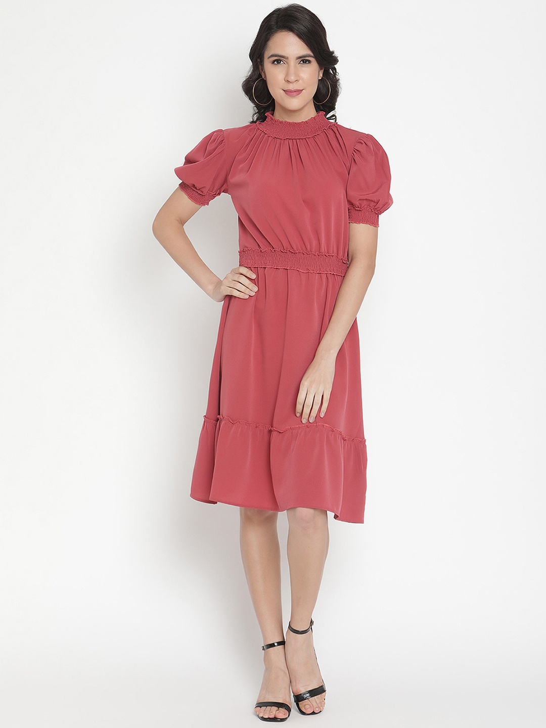 

THREAD MUSTER Pink Crepe Dress