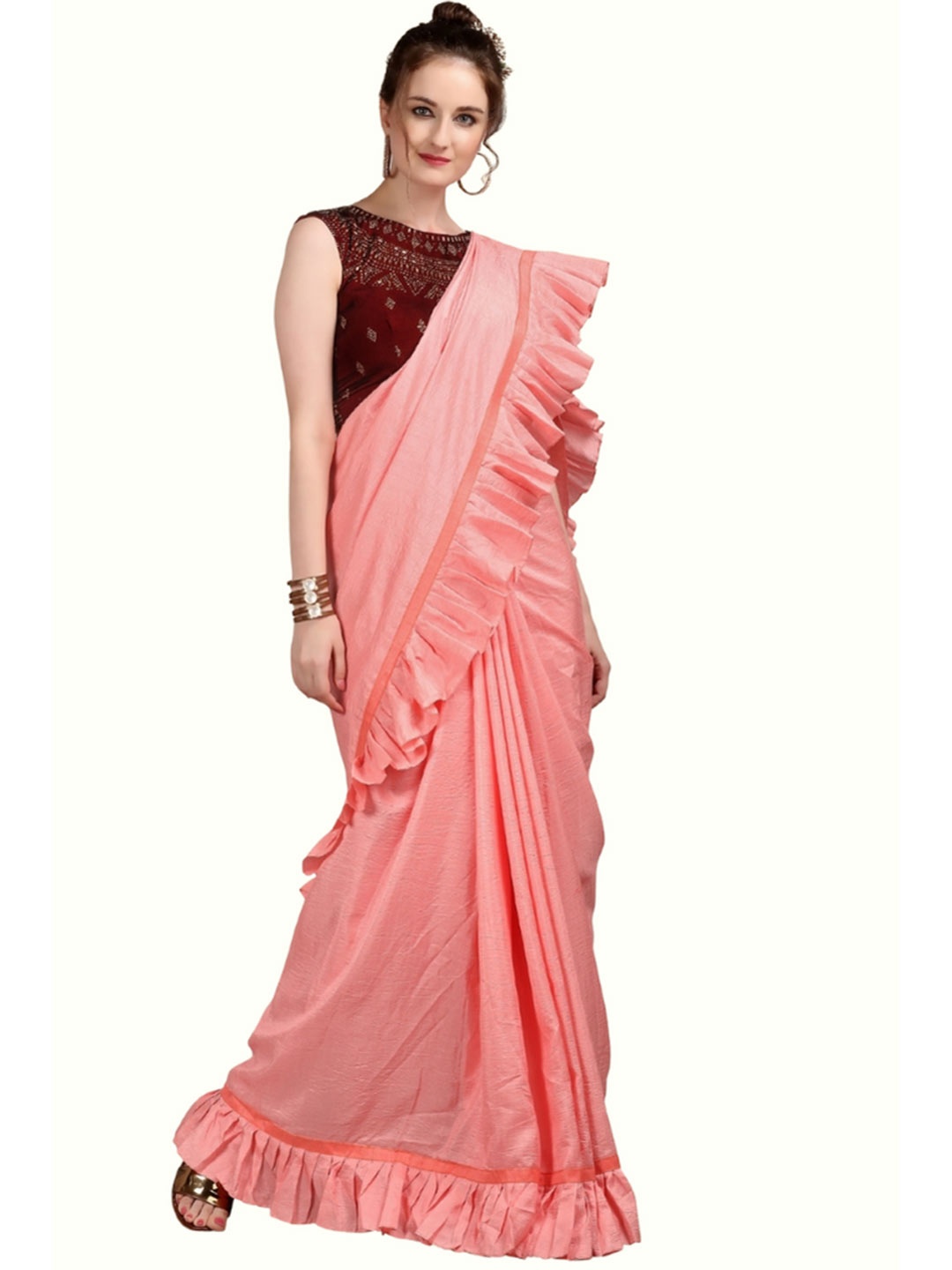 

Mitera Rose Beads and Stones Silk Blend Saree