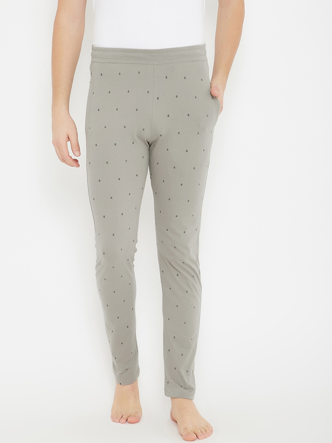 

Okane Men Olive Green & Black Printed Lounge Pants