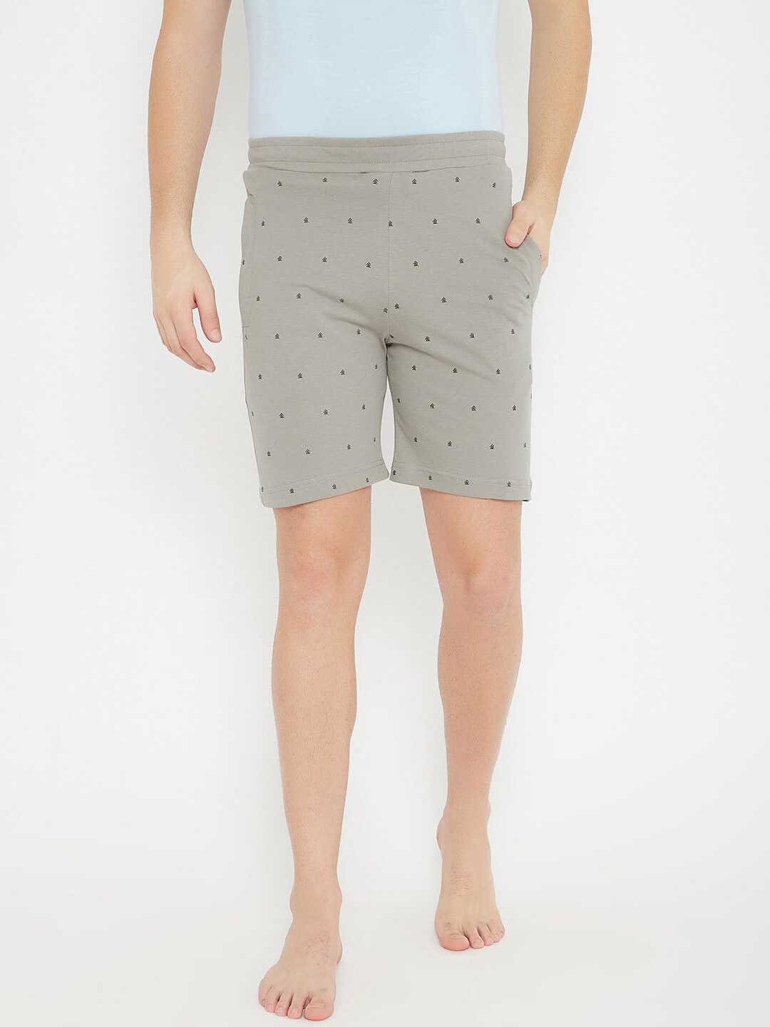 

Okane Men Grey & Black Printed Lounge Shorts