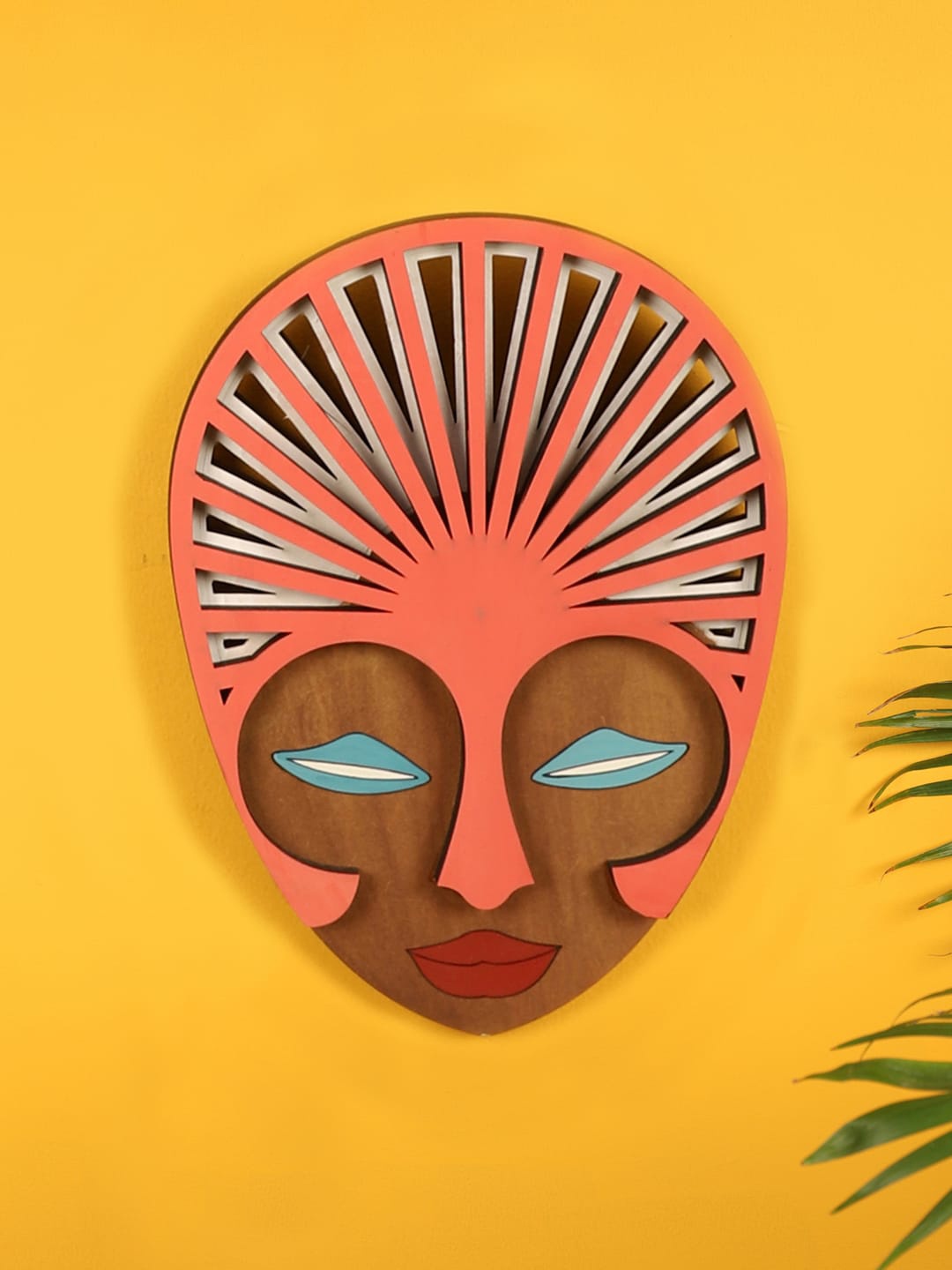 

AAKRITI ART CREATIONS Brown Wooden Face Wall Decor