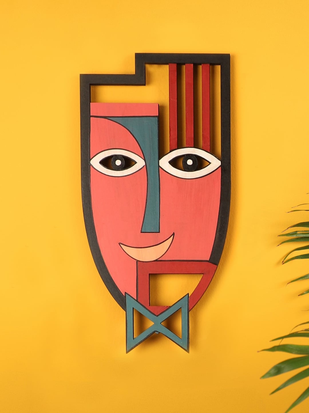 

AAKRITI ART CREATIONS Brown & Red Tidy Ted Pink Wall Decor Mask