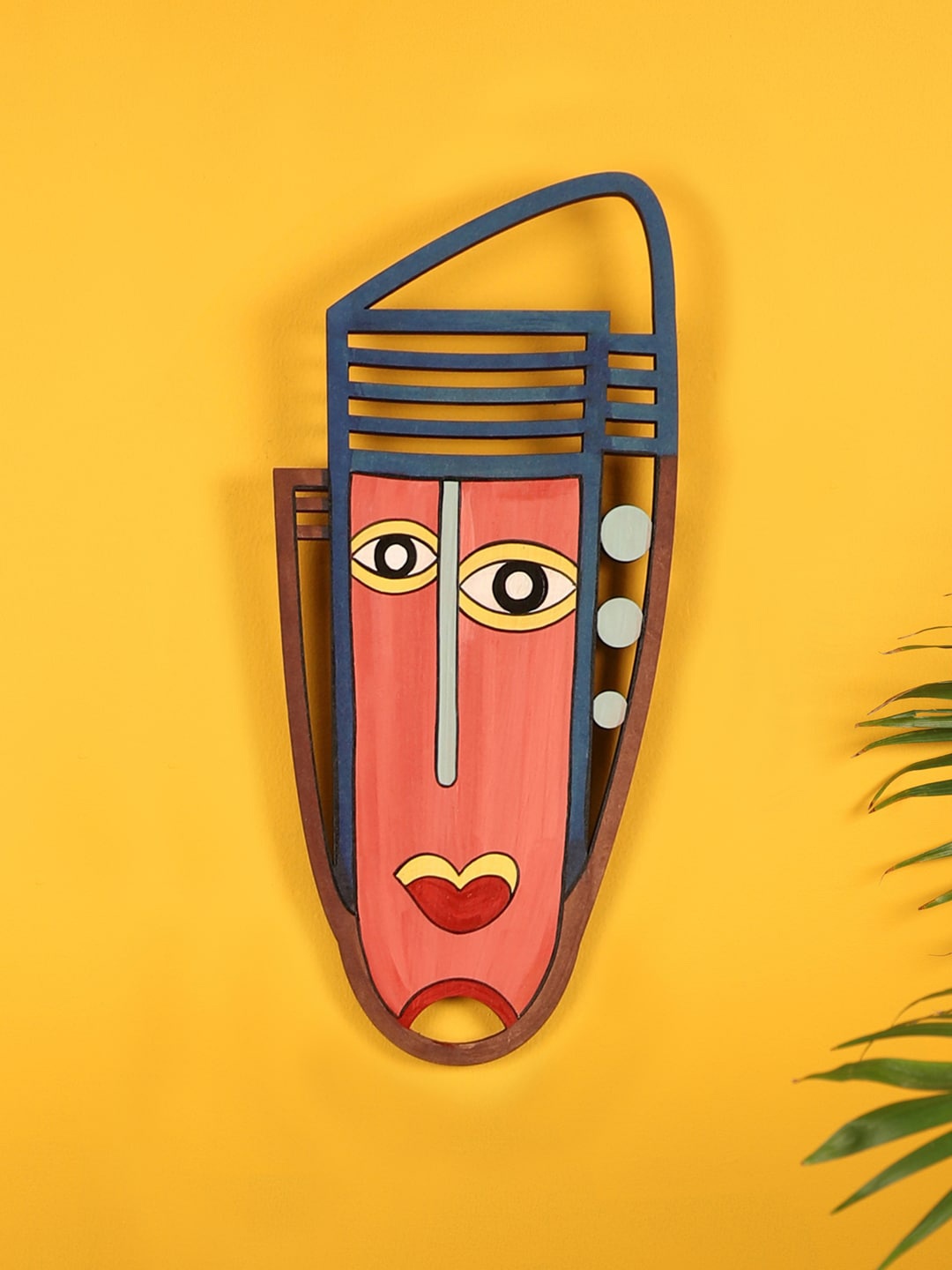

AAKRITI ART CREATIONS Multi-Coloured Abstract Patterned Tiki Mask Wall Decor