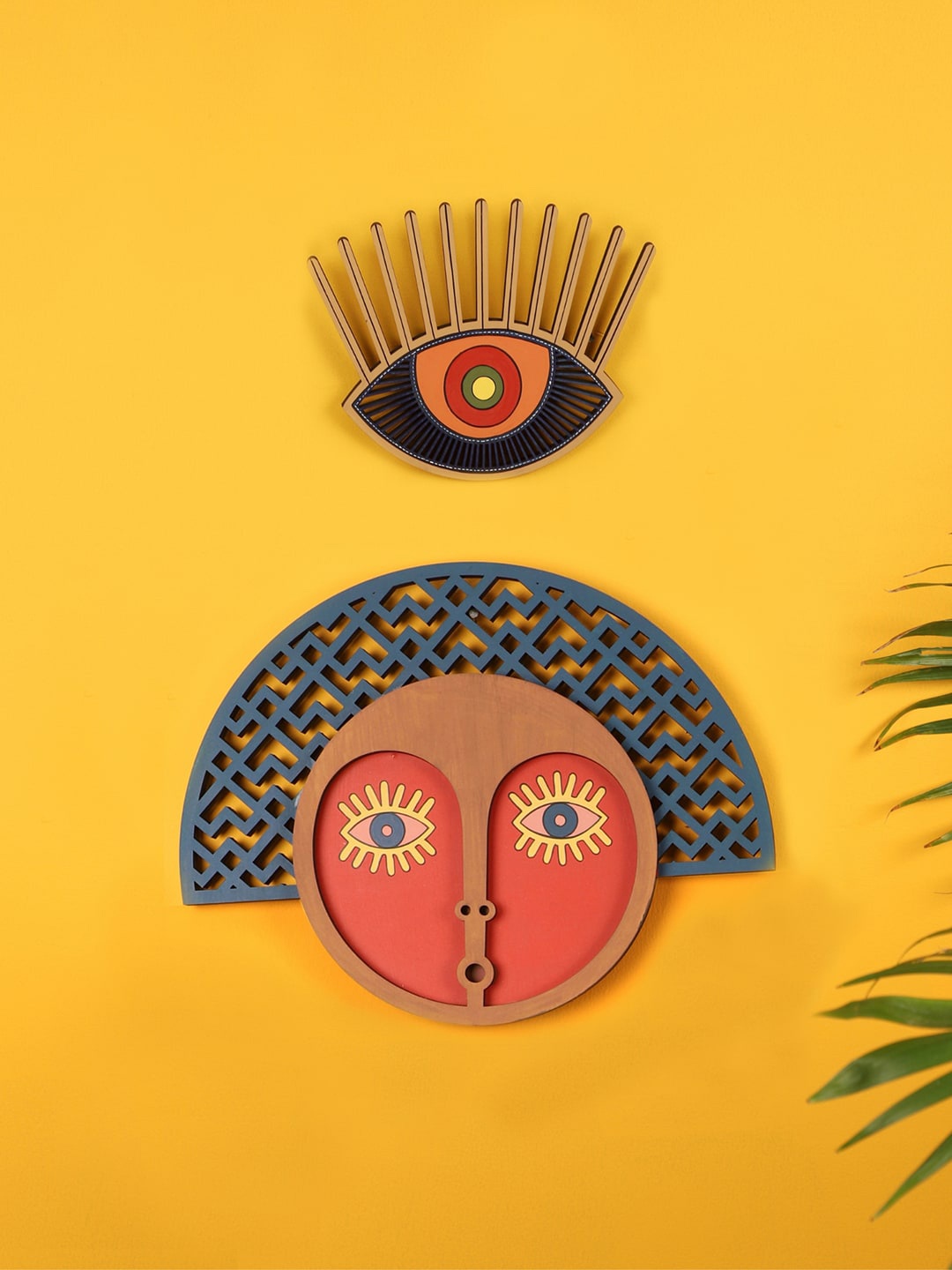 

AAKRITI ART CREATIONS Set Of 2 Sun & Moon Wall Decor, Blue