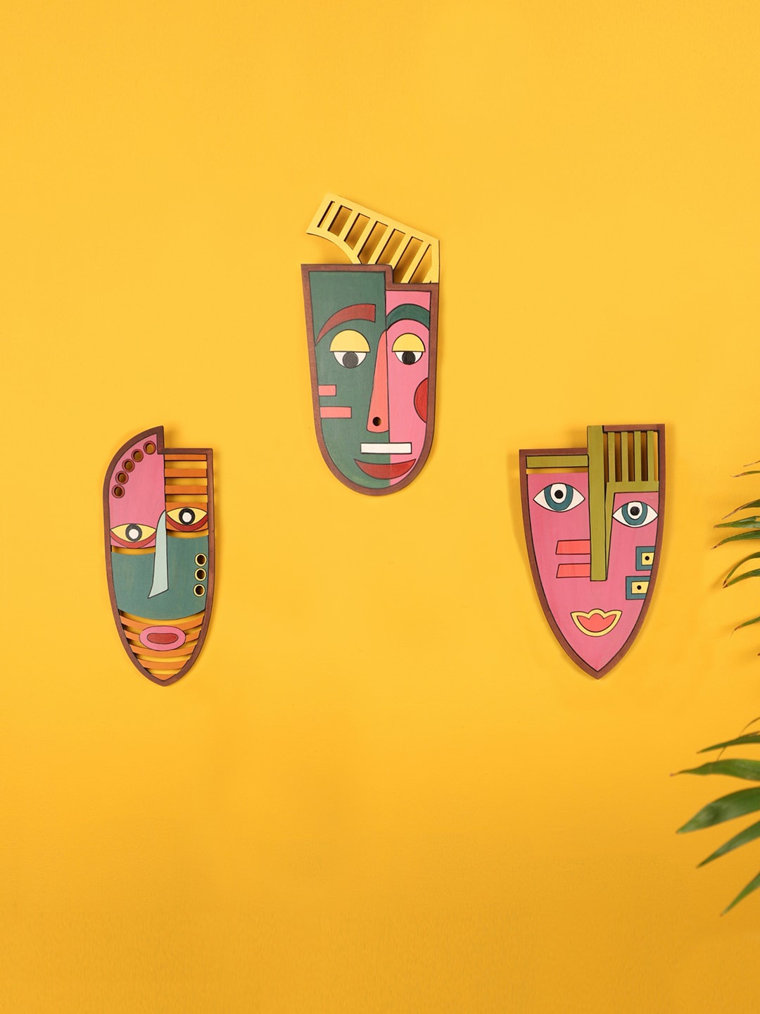 AAKRITI ART CREATIONS Set Of 3 The Bohemians Wall Decor, Mauve