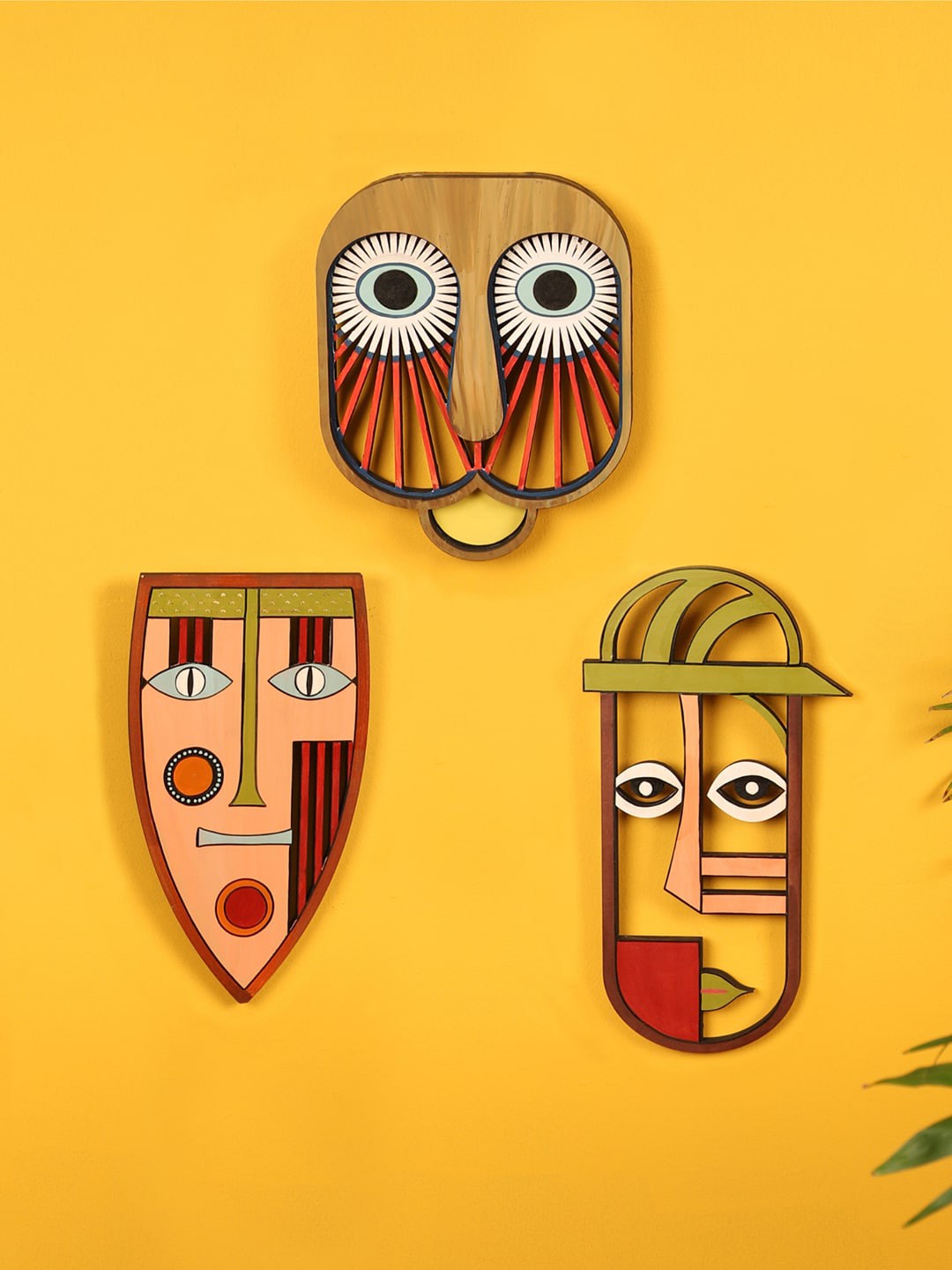 

AAKRITI ART CREATIONS Set Of 3 Multicoloured The Eyecatchers Wall Decor, Multi