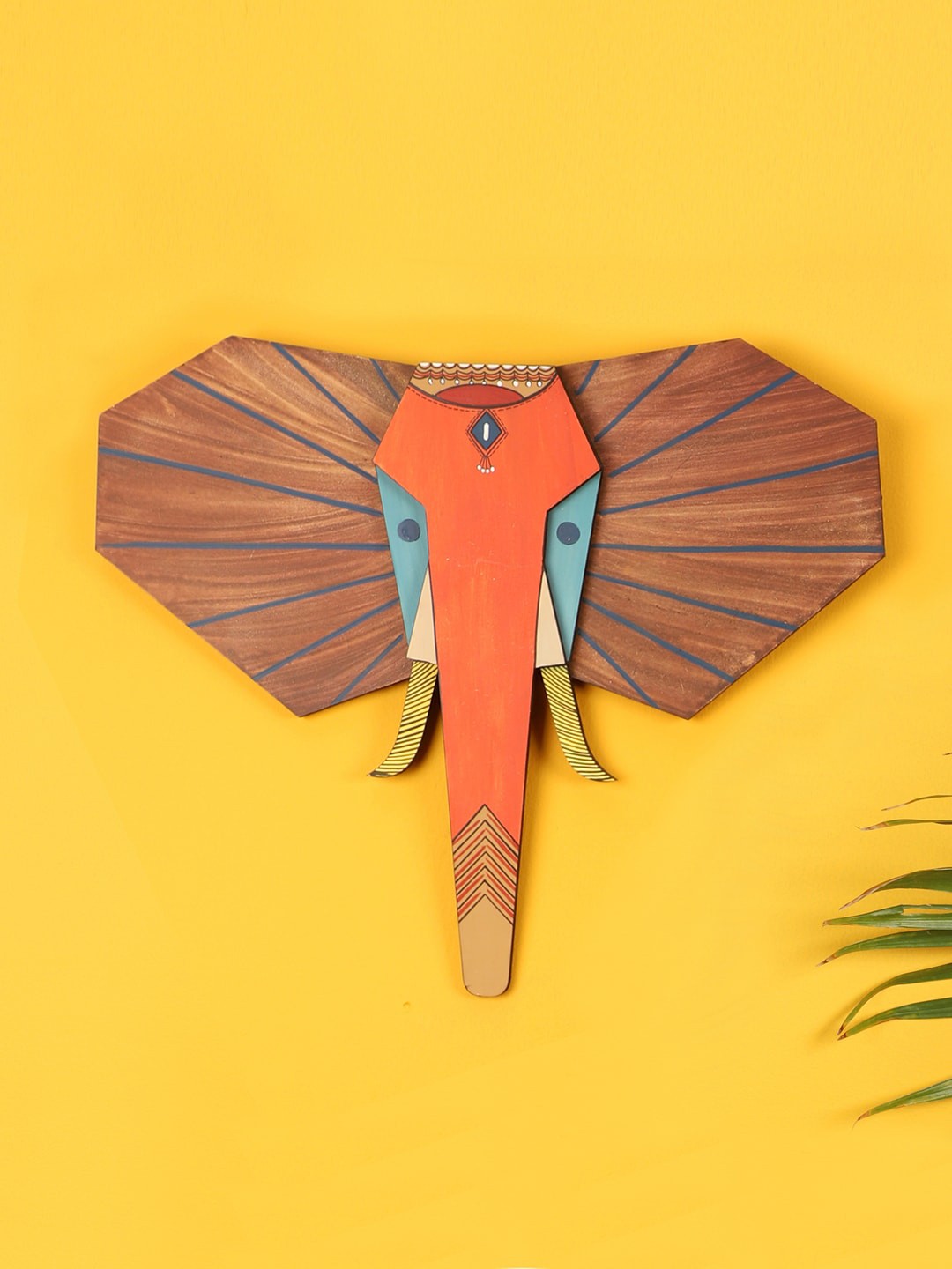 

AAKRITI ART CREATIONS Orange & Brown Elephant Tusker Wall Decor