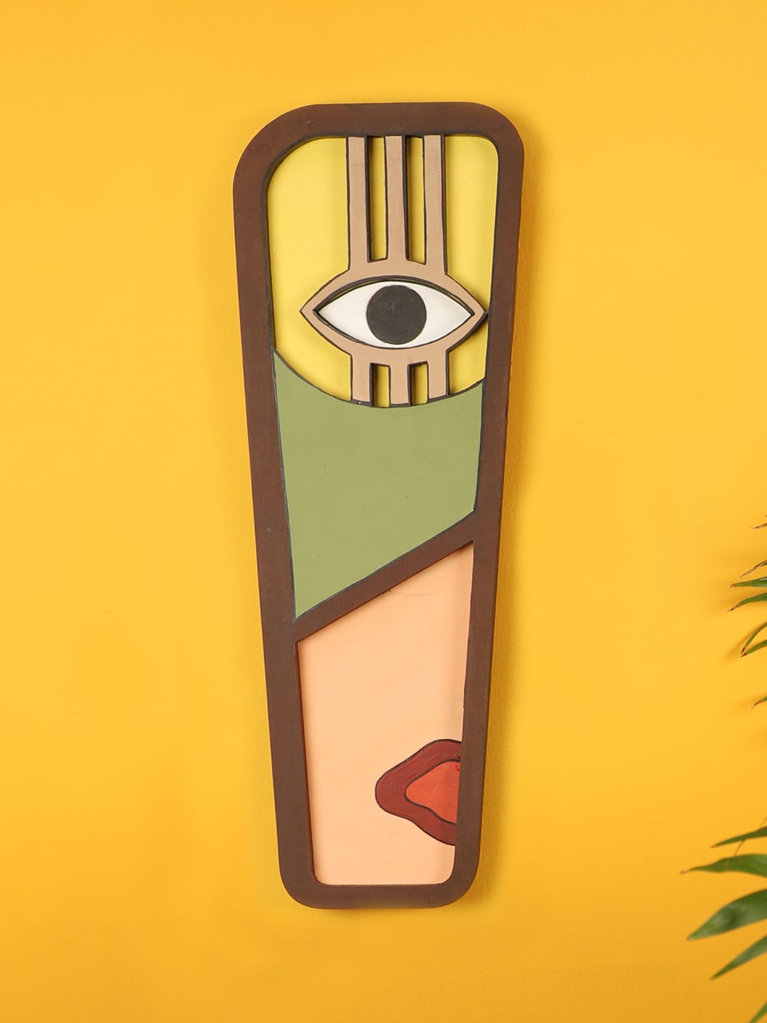 

AAKRITI ART CREATIONS Green & Orange Longface John Wall Decor Mask