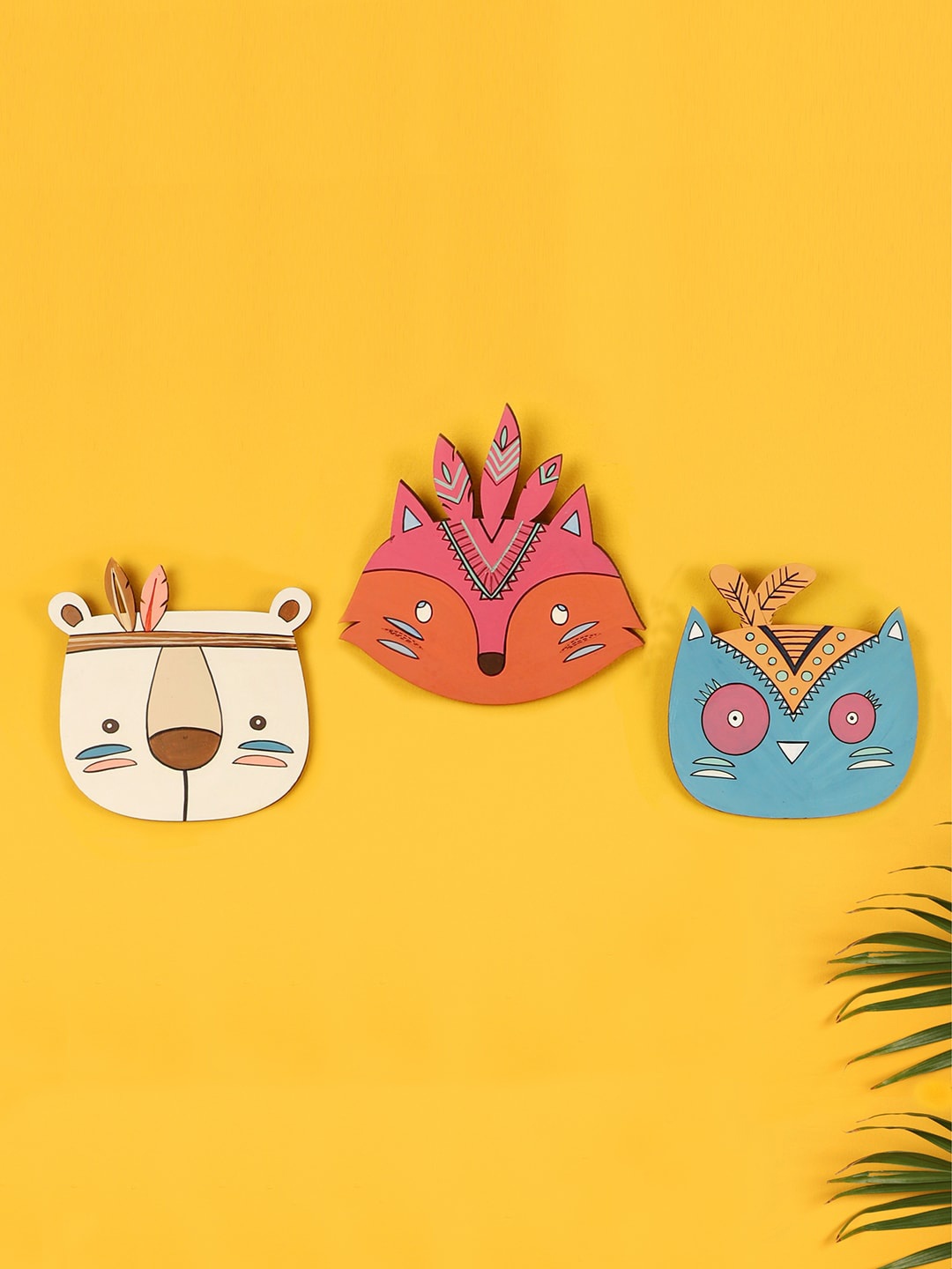 

AAKRITI ART CREATIONS Set Of 3 My Buddies Wall Decor, Brown