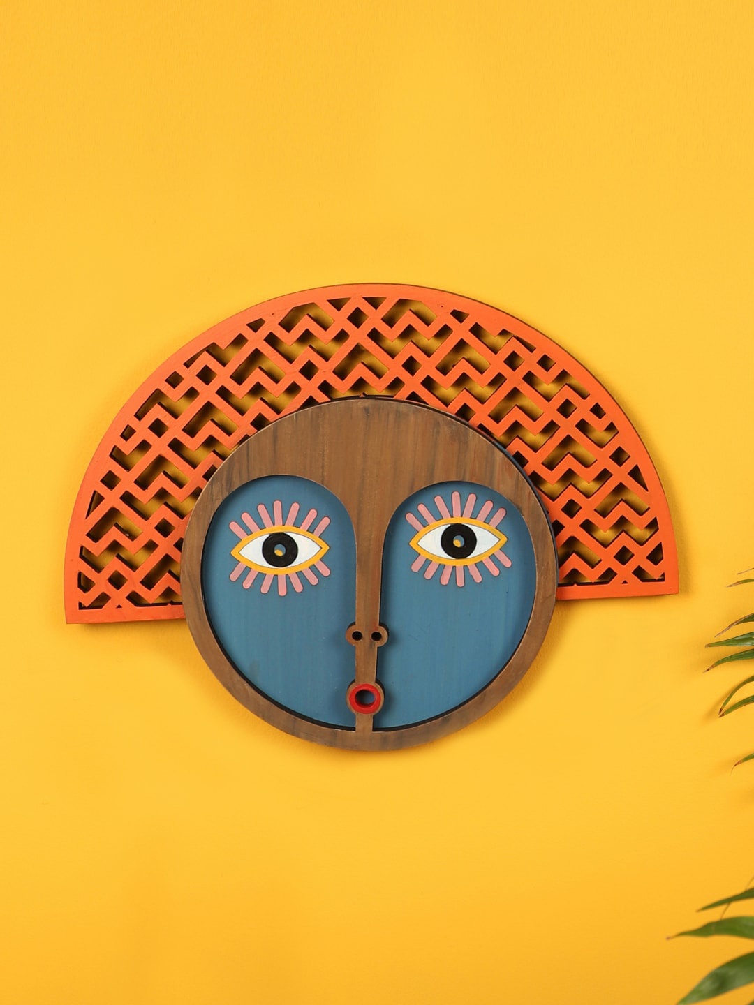 

AAKRITI ART CREATIONS Brown & Blue Mrs Peachy Doubtfire Wall Decor Mask