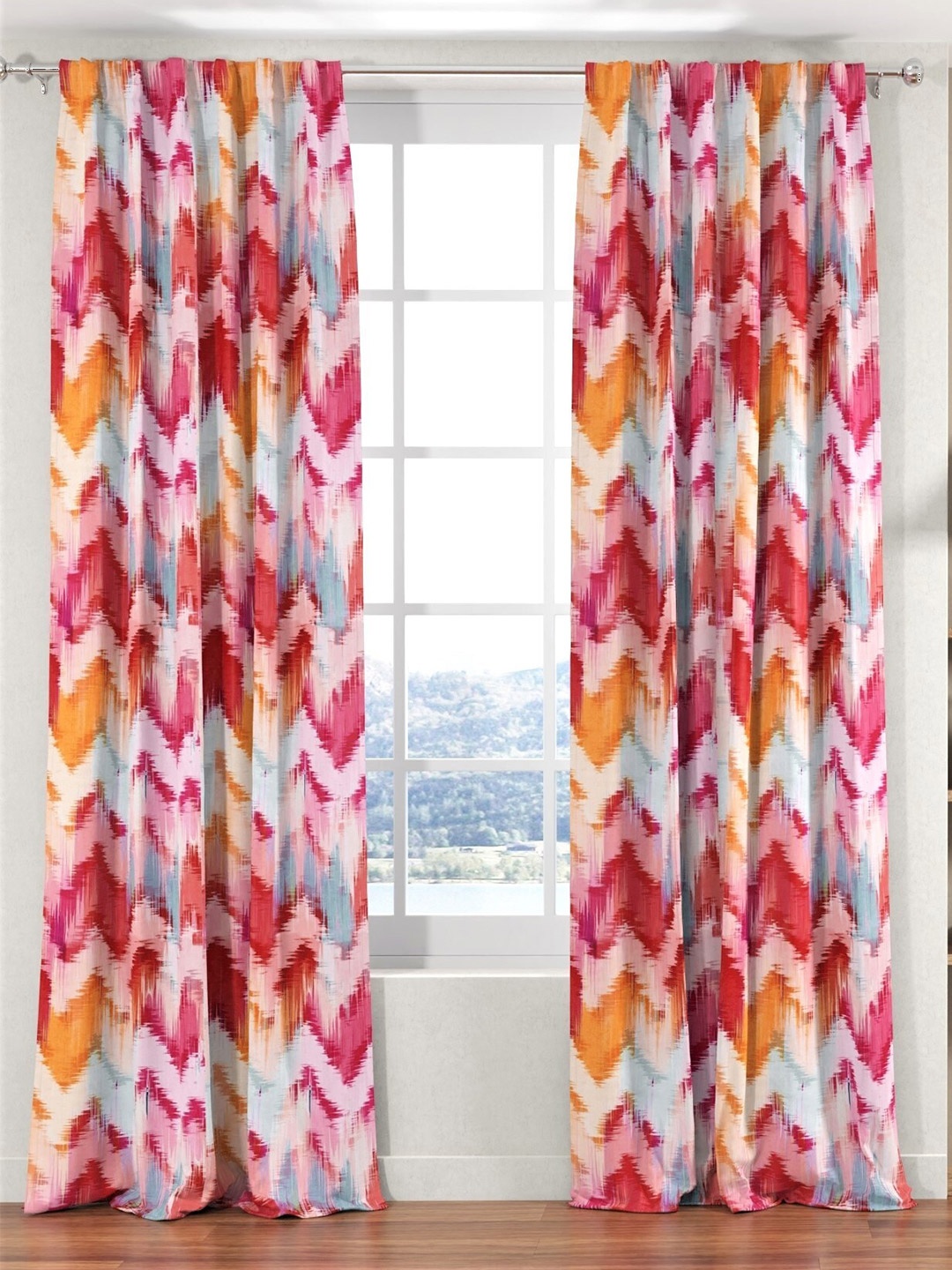 

URBAN SPACE Pink & Orange Set of 2 Quirky Door Curtain