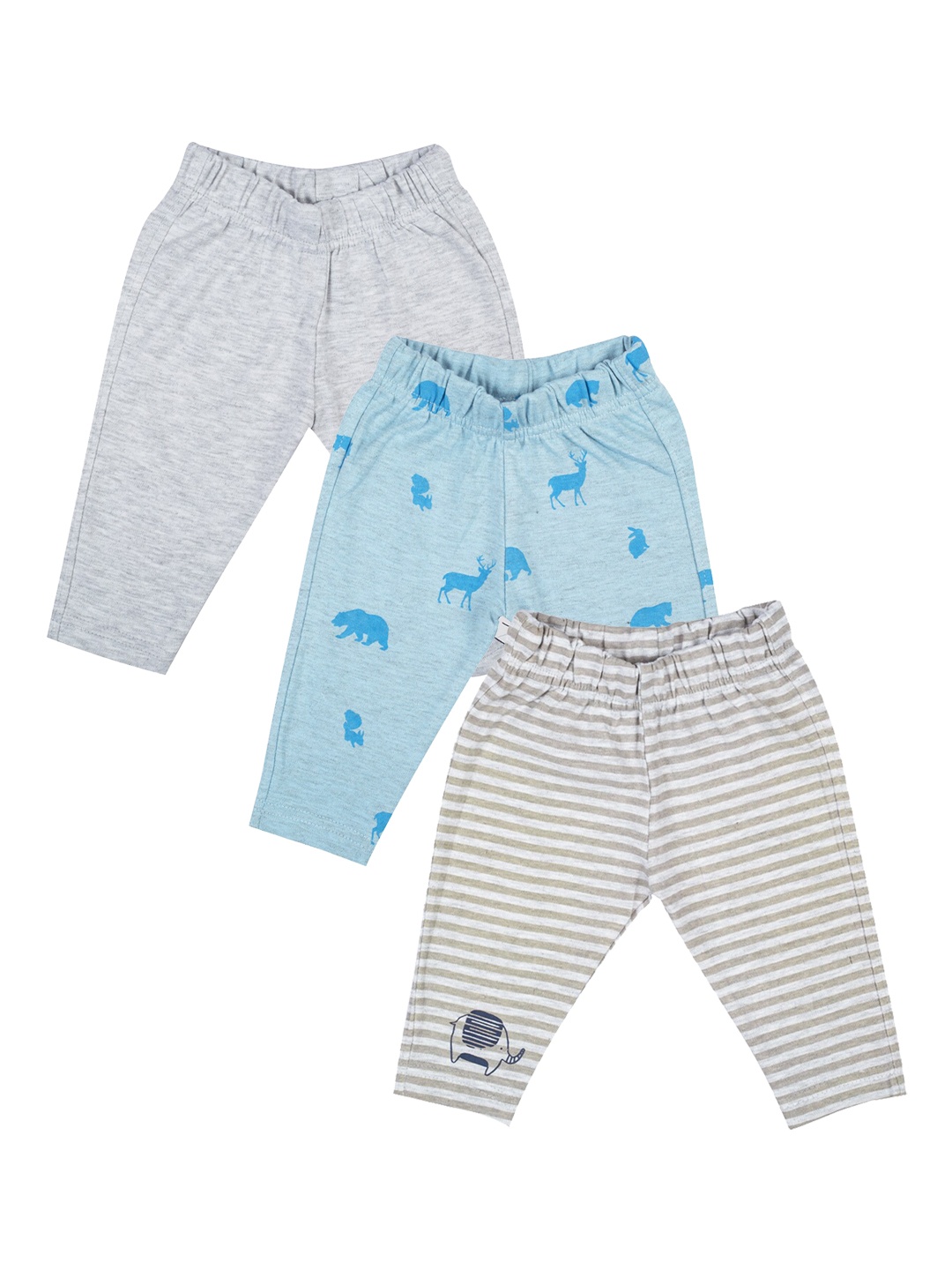 

MeeMee Boys Pack Of 3 Printed Cotton Leggings, White