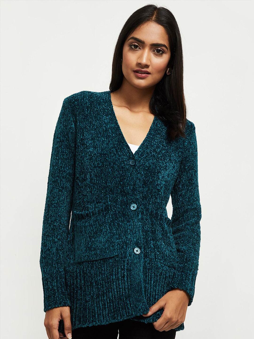 

max Women Teal Longline Front-Open