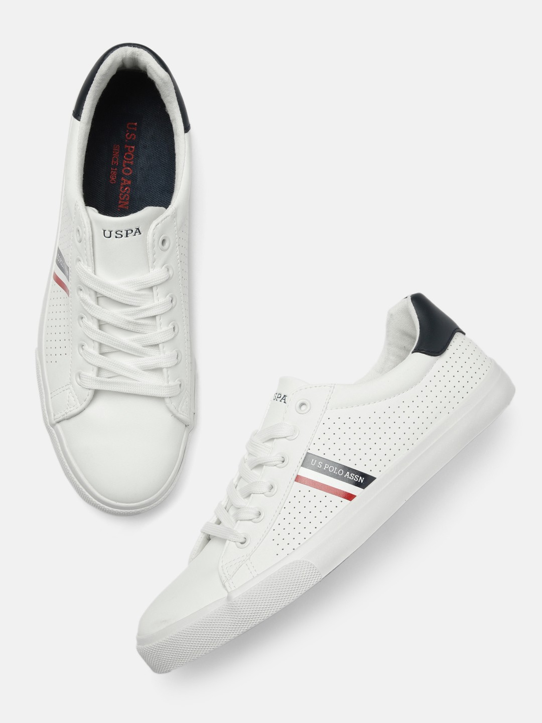 

U S Polo Assn Men White PU Sneakers