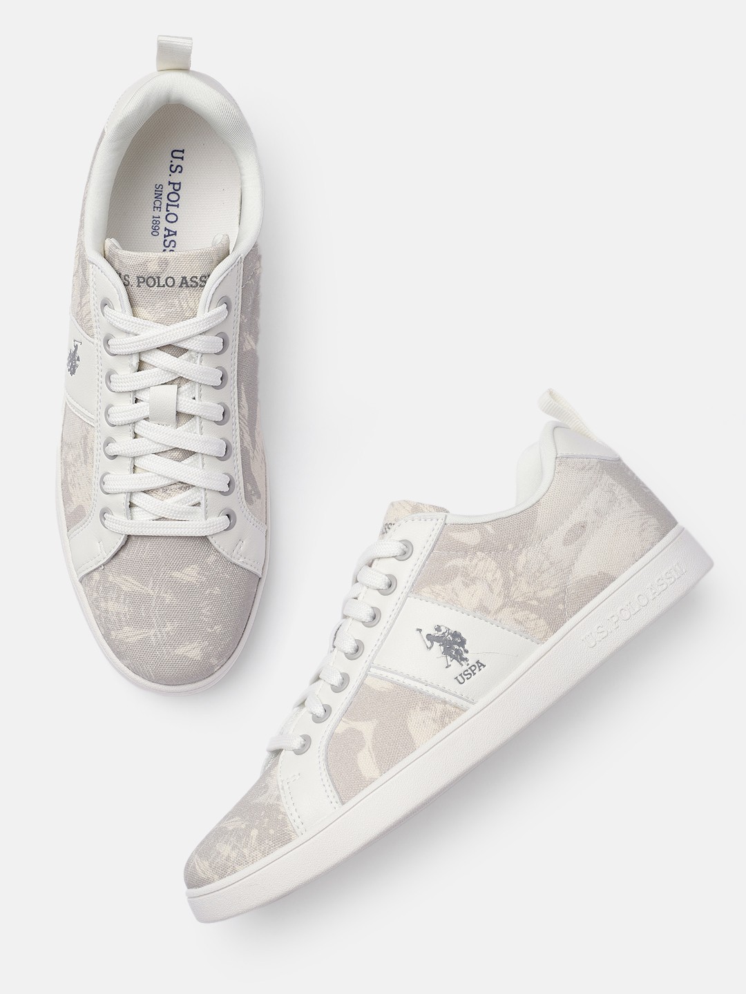 

U.S. Polo Assn. Men Off-White Printed Sneakers