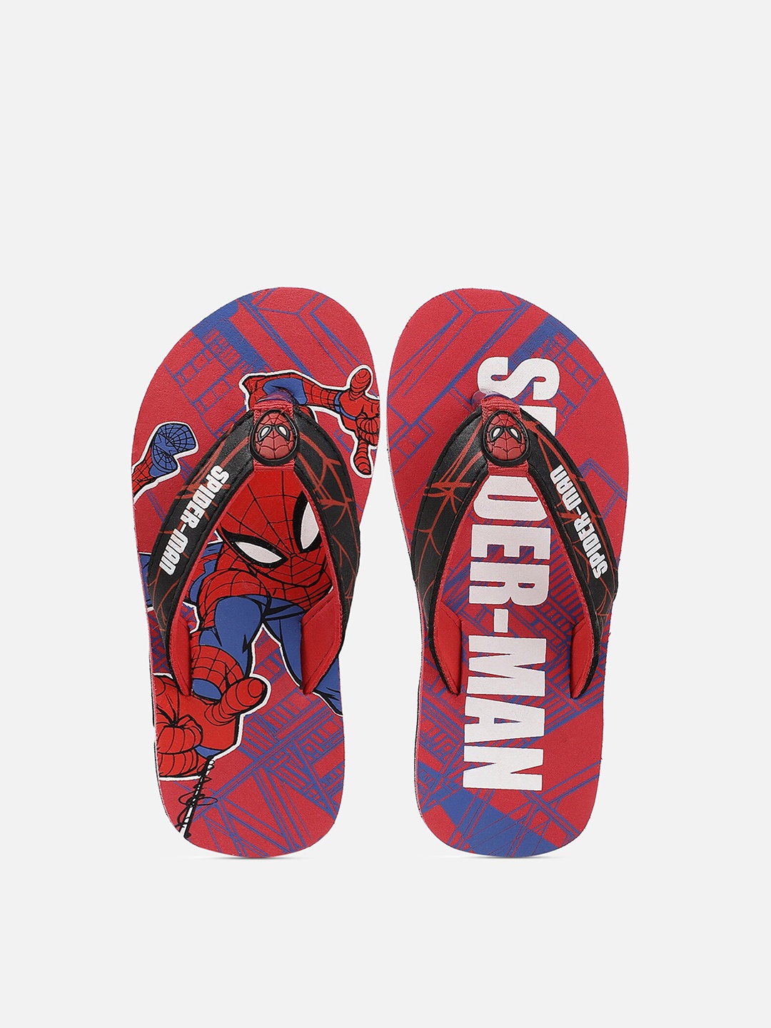 

Kids Ville Boys Red & Blue Spiderman Printed Rubber Thong Flip-Flops