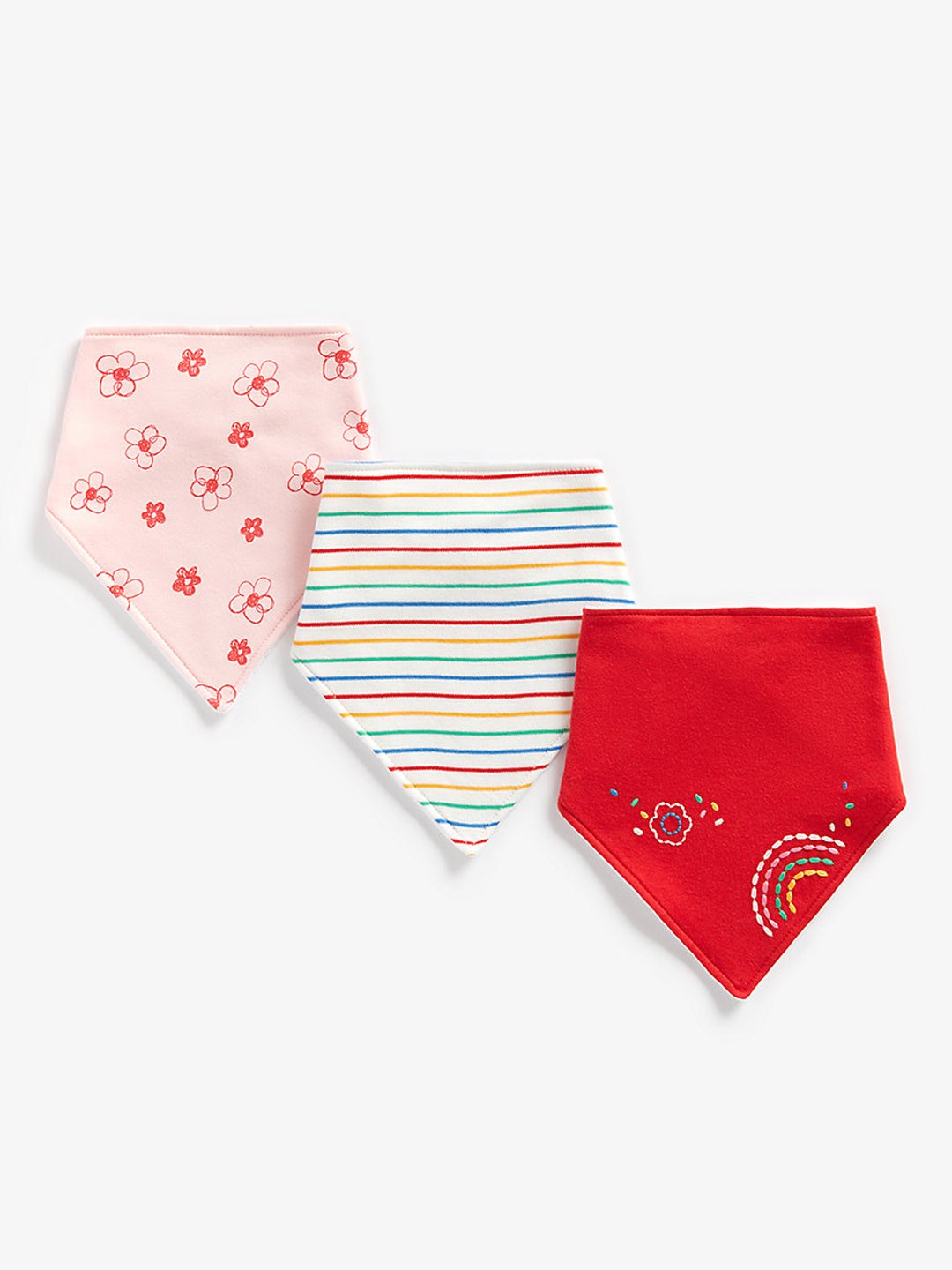 

mothercare Girls Pack of 3 Embroidered Bibs, Pink