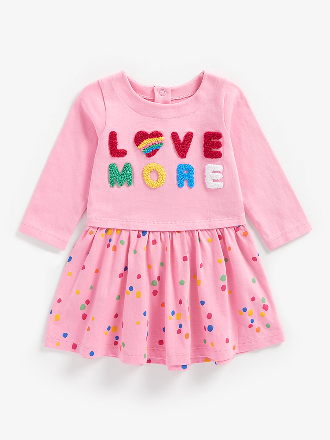 

mothercare Infant Girls Pink Pure Cotton Applique Fit & Flare Dress