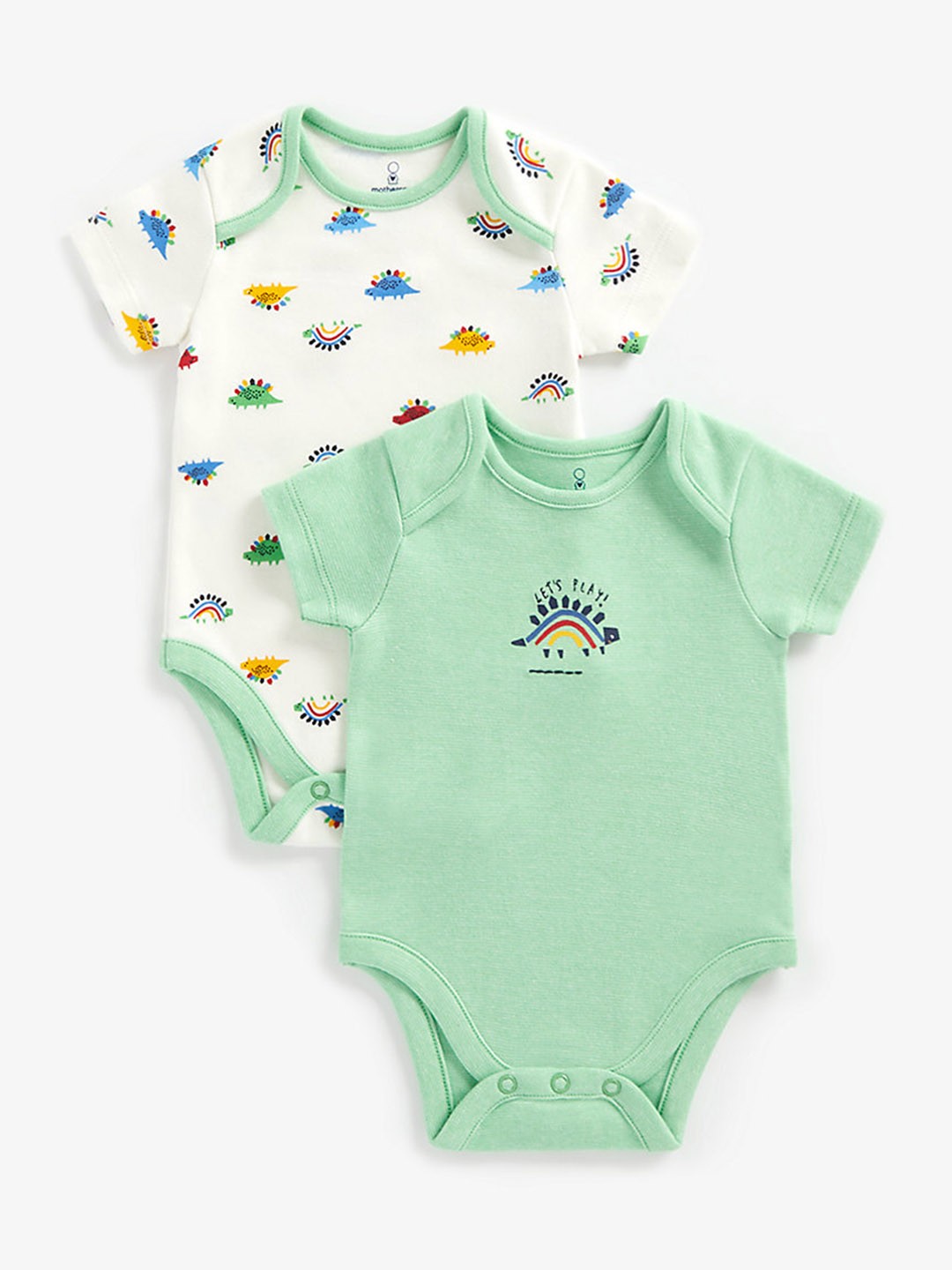 

mothercare Infant Boys Pack Of 2 Printed Pure Cotton Bodysuits, White
