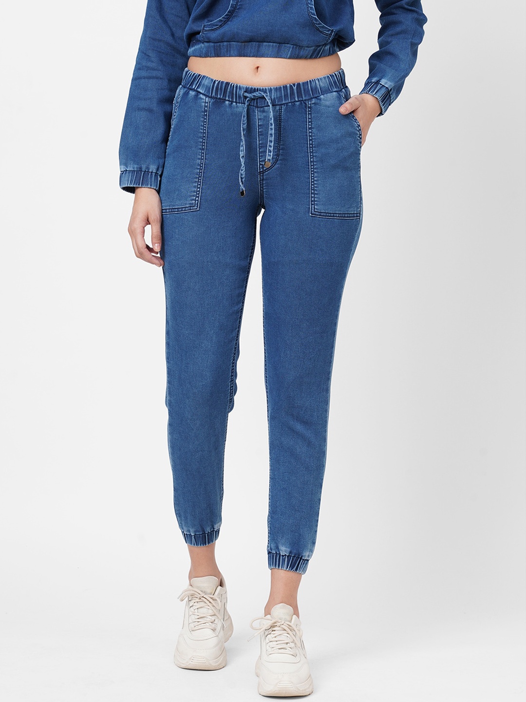 

Kraus Jeans Women Blue High-Rise Joggers Trousers