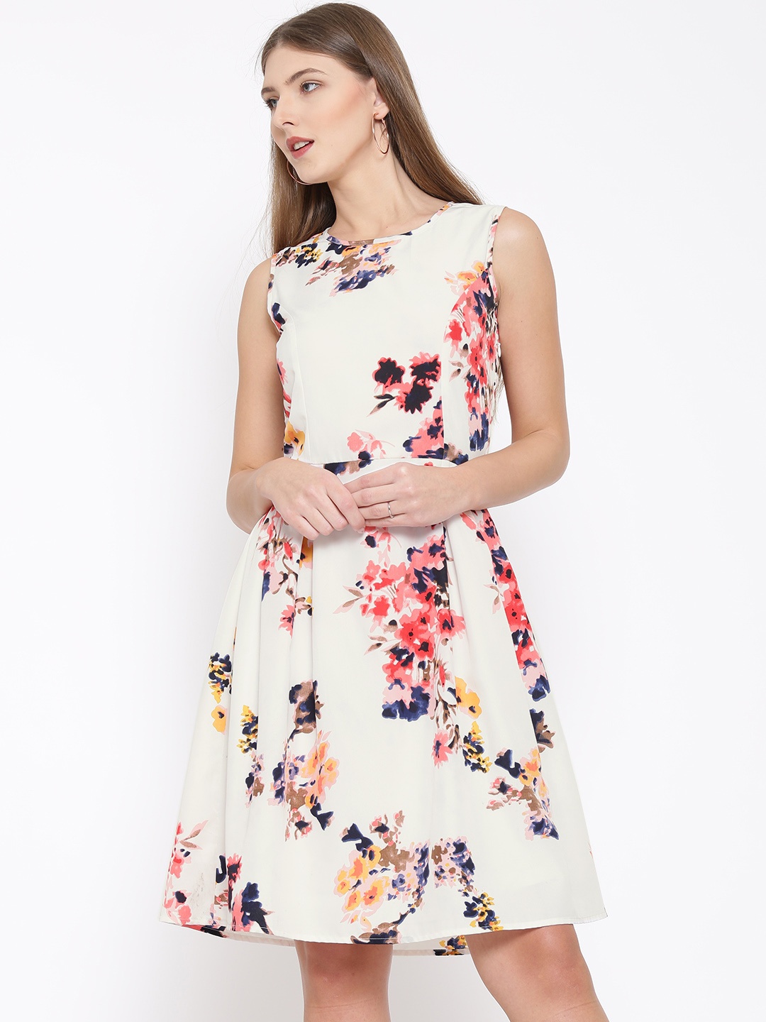

RARE Women Off-White Floral Print Fit & Flare Dress