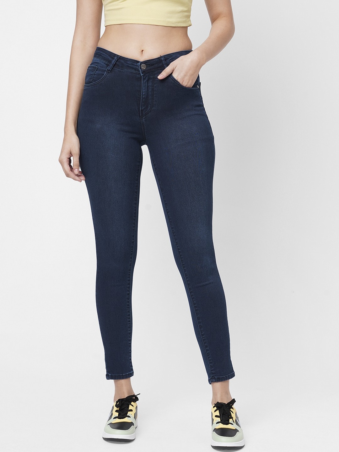 

Kraus Jeans Women Blue Super Skinny Fit High-Rise Light Fade Jeans